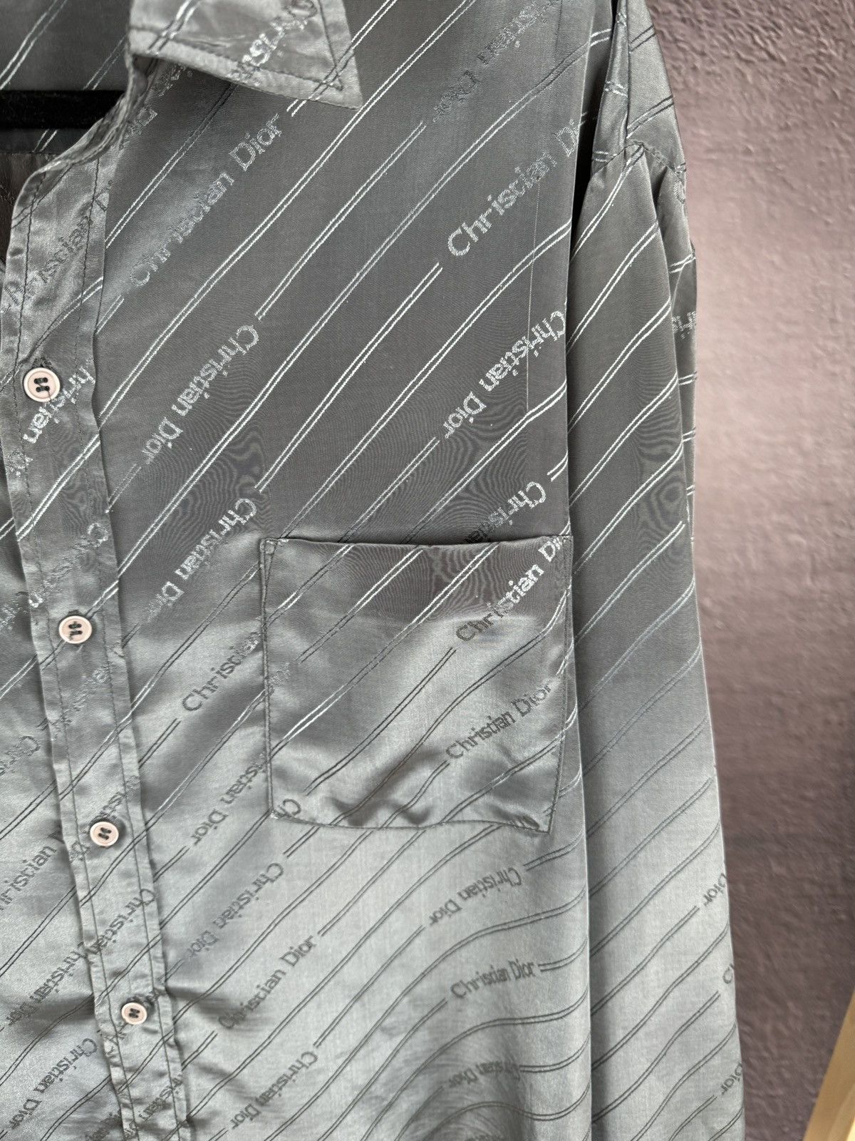 Vintage Vintage Monogram grey shimmer long sleeve shirt Size US XL / EU 56 / 4 - 9 Thumbnail