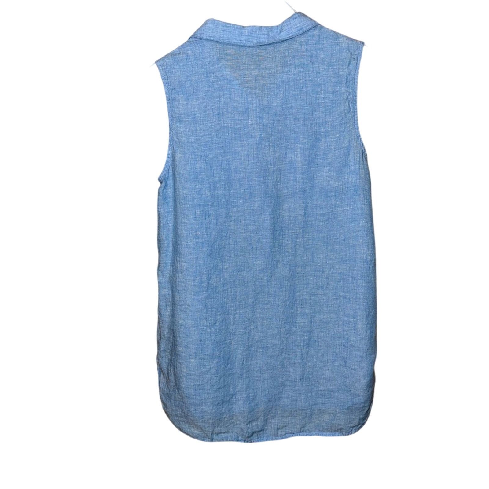 Jones New York Jones & Co Size Small 100% Linen Women's Blue Sleeveless Top Size S / US 4 / IT 40 - 2 Thumbnail
