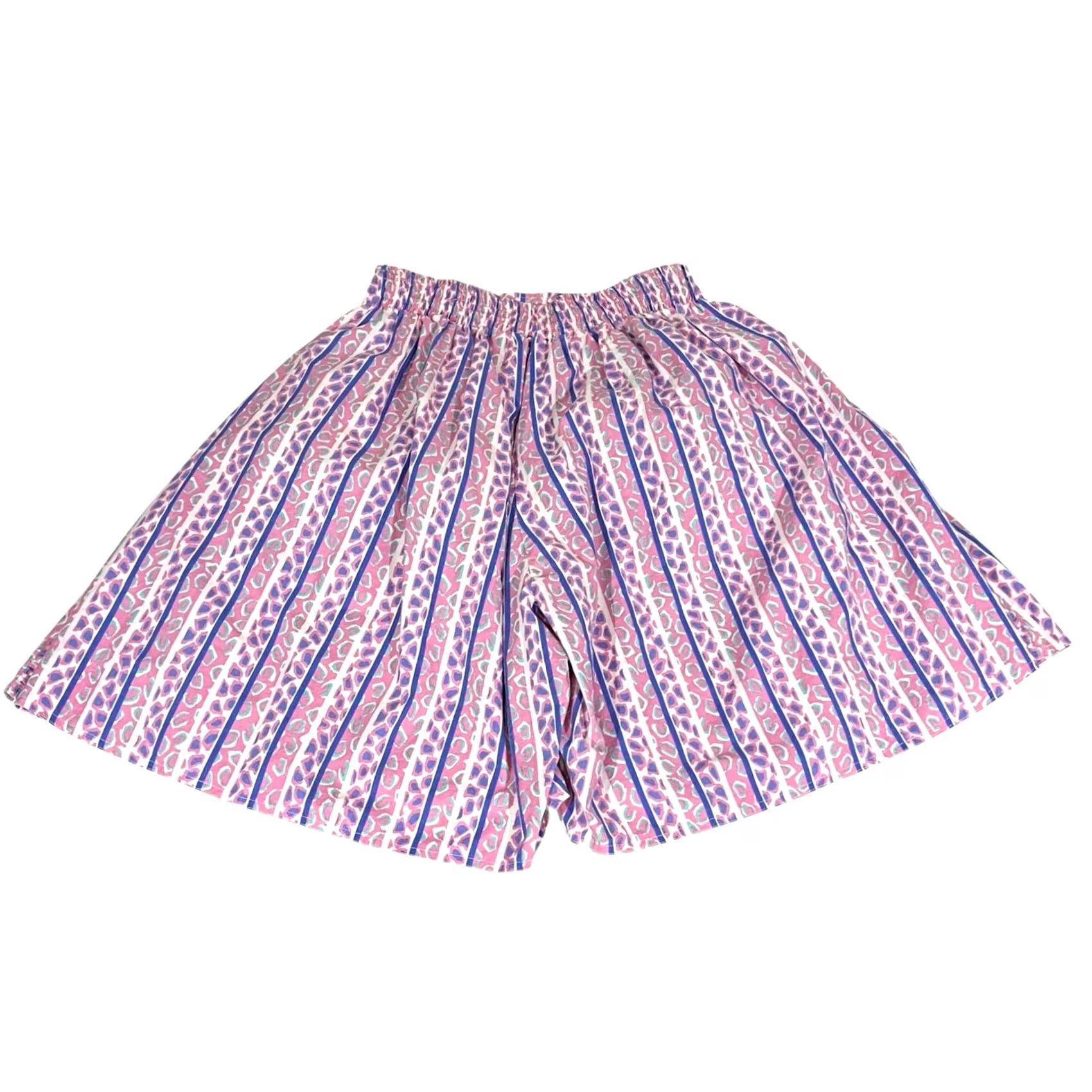 Vintage VINTAGE 90s Passports of Pier 1 Shorts Pleated Culotte Pink Purple Mom Cotton L Women's Shorts Size 36" / US 14 / IT 50 - 6 Thumbnail