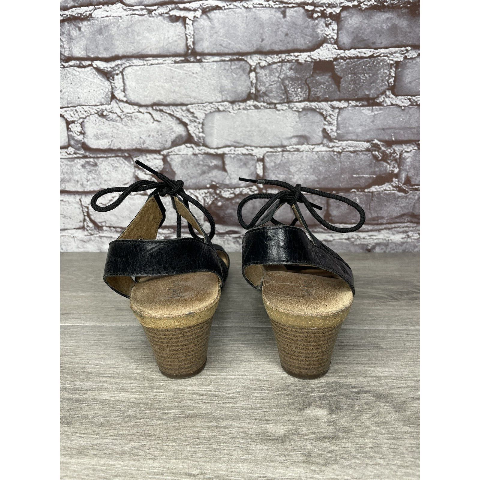 JOSEF SEIBAL Josef Seibel Ruth 29 Black Leather Casual Lace Heel Sandals Size US 9.5 / IT 39.5 - 5 Thumbnail