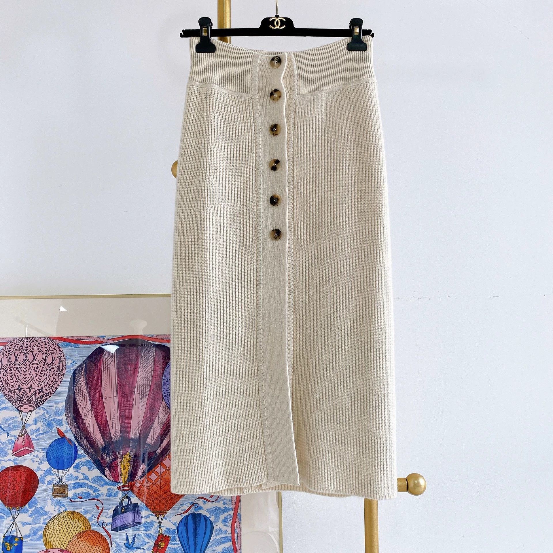 Hermes Hermes White Knit Midi Skirt Size 36 Size US 36 / EU 52 - 1 Thumbnail