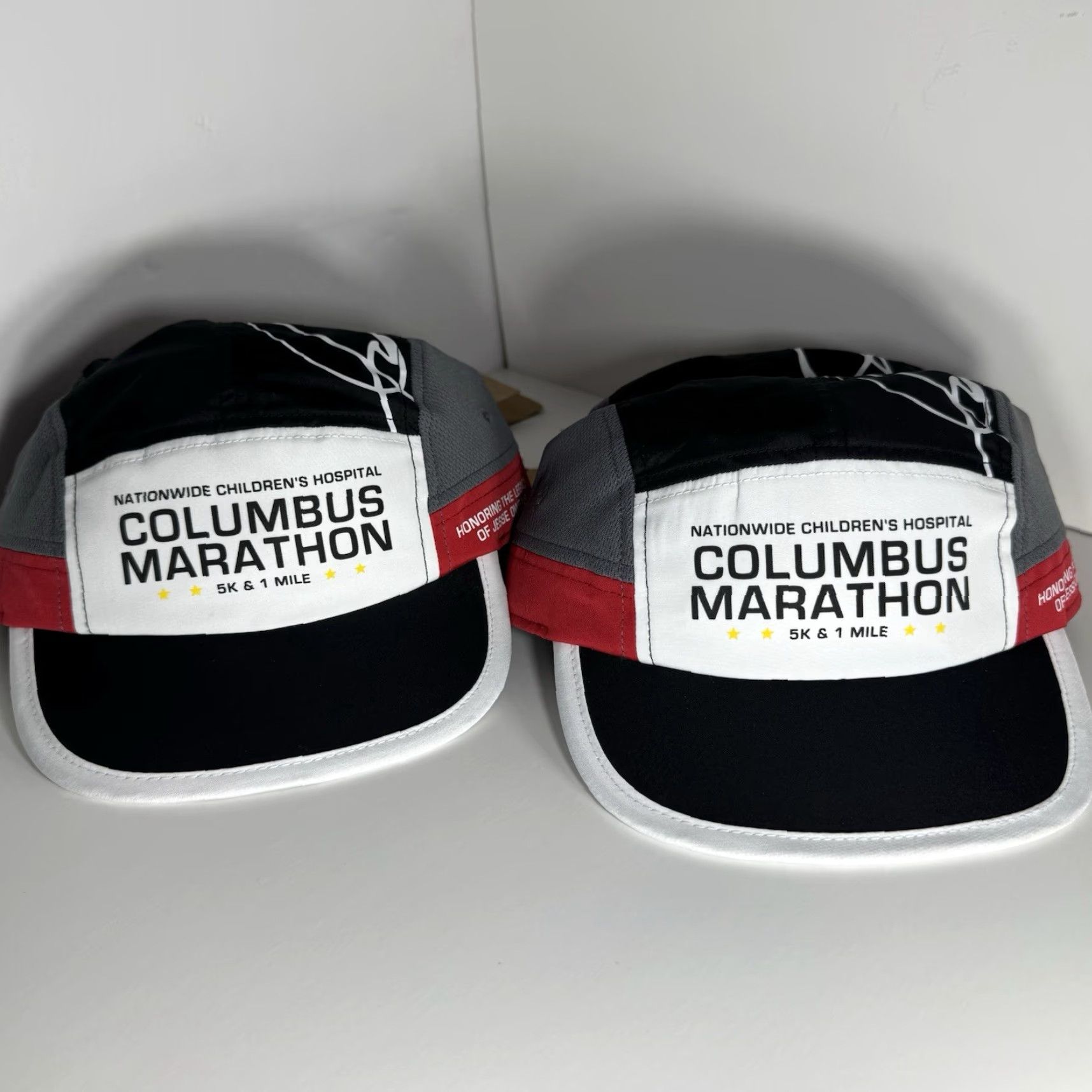 Asics Asics 5 Panel Running Cap Columbus Marathon New Lot Of 2 Men One Size Black Breathable Lightweight Cap (Vintage: No) Size ONE SIZE - 2 Thumbnail