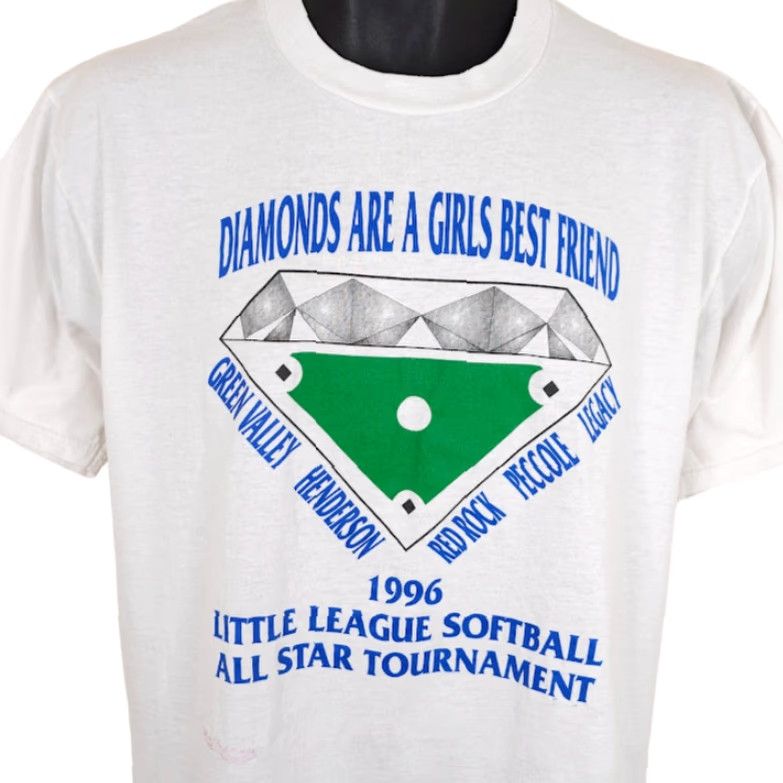 Jerzees VINTAGE Jerzees Softball T Shirt Mens Large White 90s Little League Las Vegas USA Size US L / EU 52-54 / 3 - 2 Thumbnail