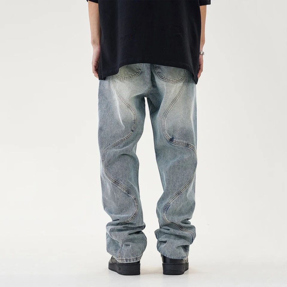 Vintage Baggy Jeans Men Straight-leg Vaqueros Trousers Streetwear Size US 27 - 5 Thumbnail