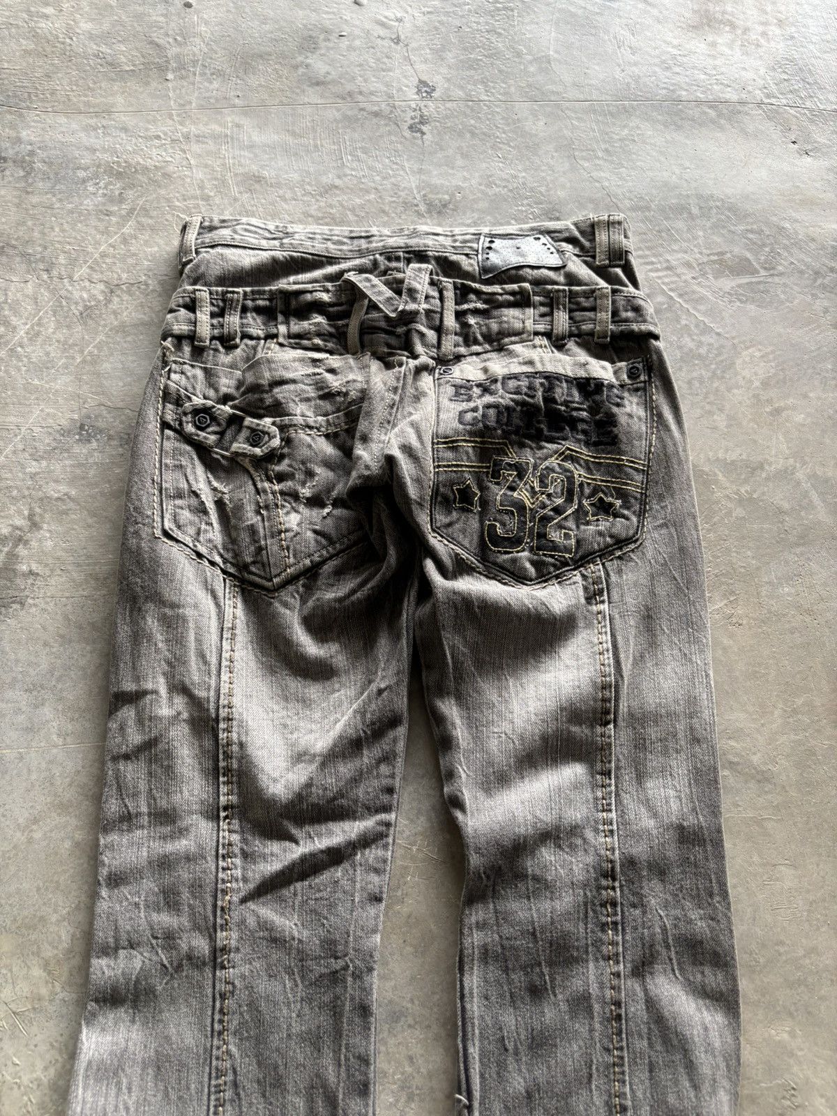 Japanese Brand Distressed double waist lace up jeans punk grungy stye Size US 32 / EU 48 - 15 Thumbnail
