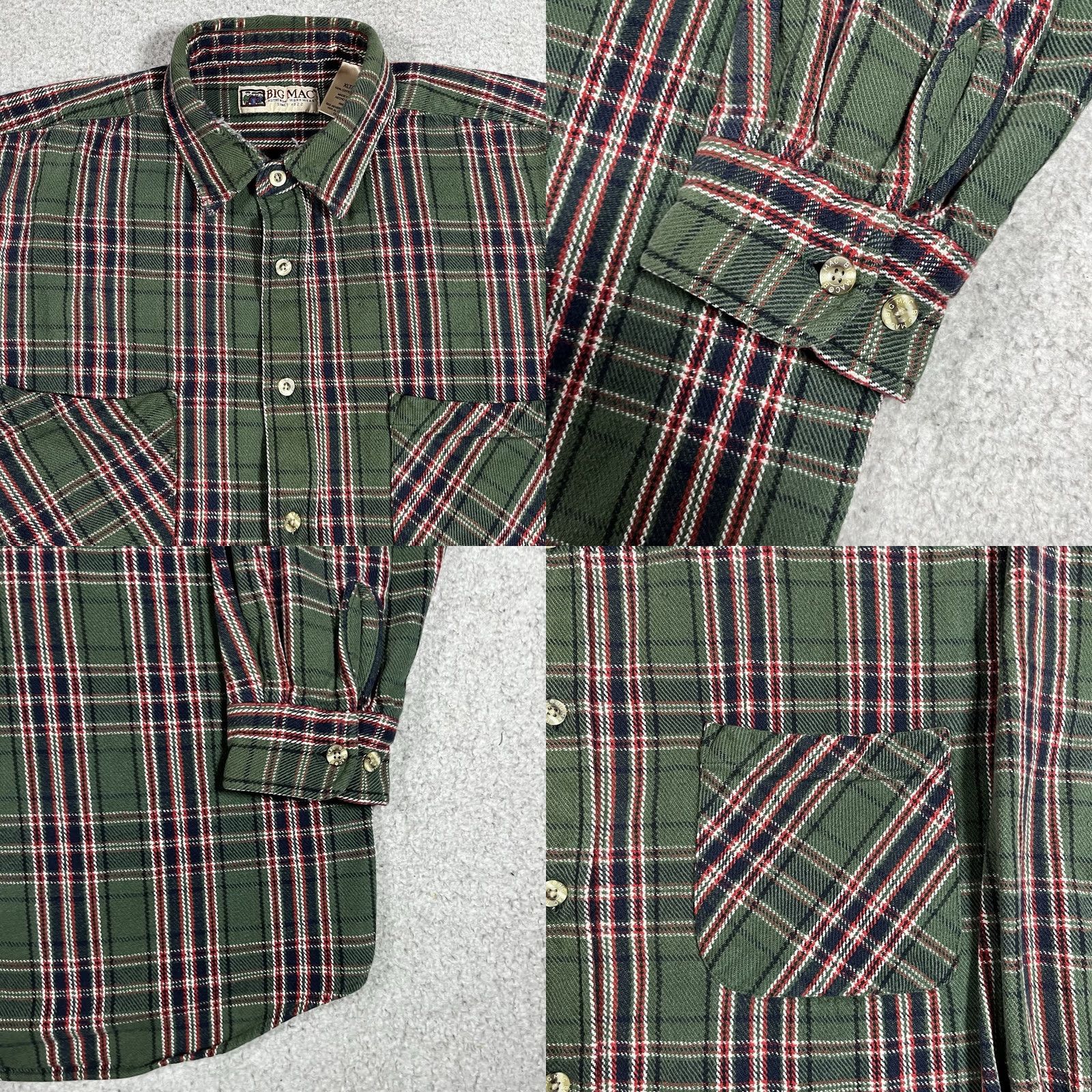 Vintage VINTAGE Big Mac Shirt Mens XL Green Plaid Button Heavy Flannel Outdoors Work Cotton VTG Size US XL / EU 56 / 4 - 9 Thumbnail