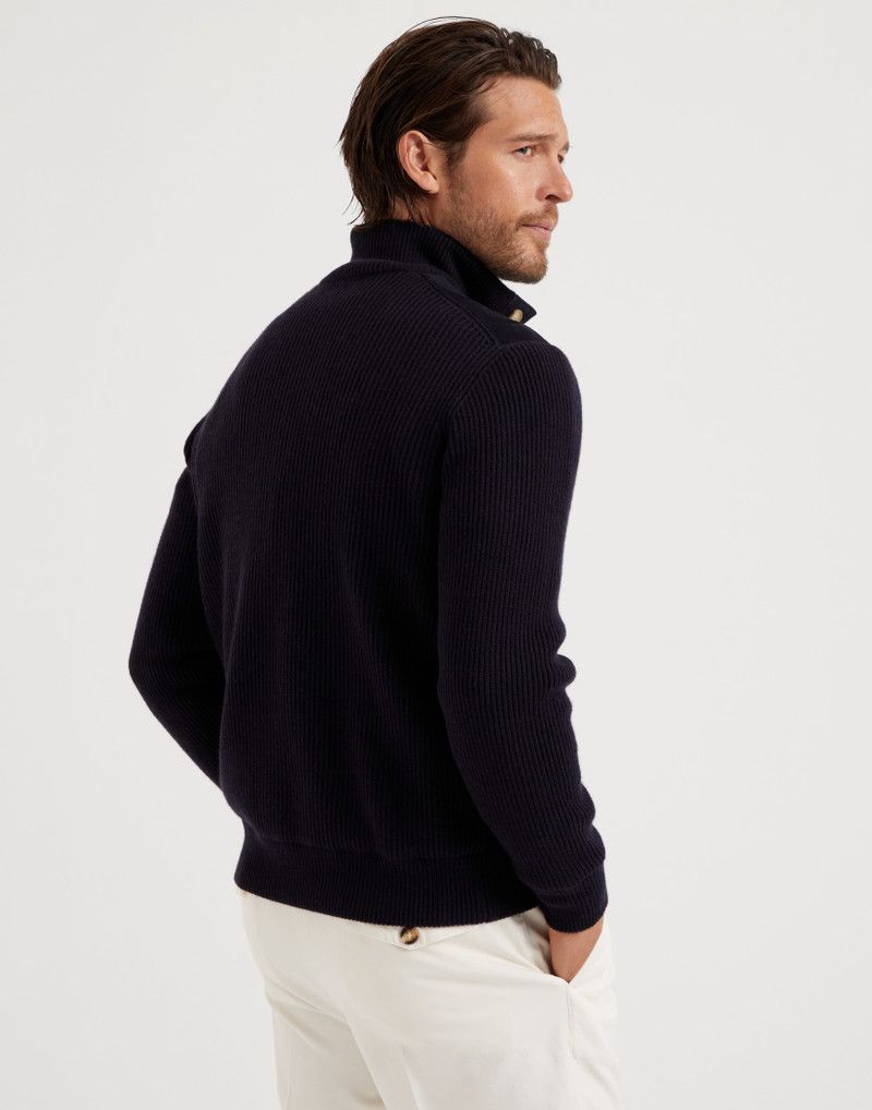 Brunello Cucinelli o1w1db10226 Padded Leather Jacket in Navy Blue Size US XL / EU 56 / 4 - 5 Thumbnail