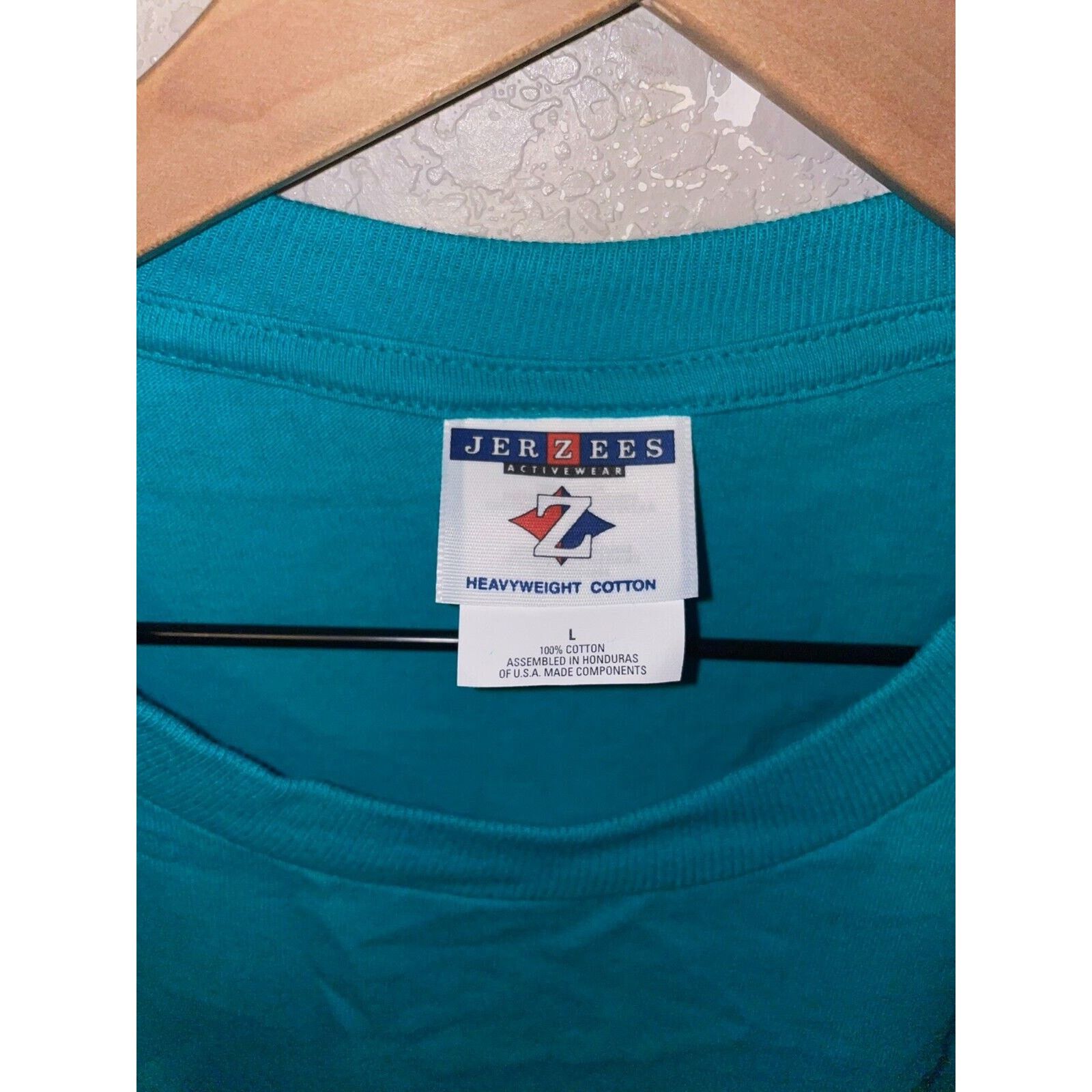 Jerzees Vintage Wisconsin Flower Shirt Teal Tee VTG 90s 1998 Large Size US XL / EU 56 / 4 - 7 Thumbnail