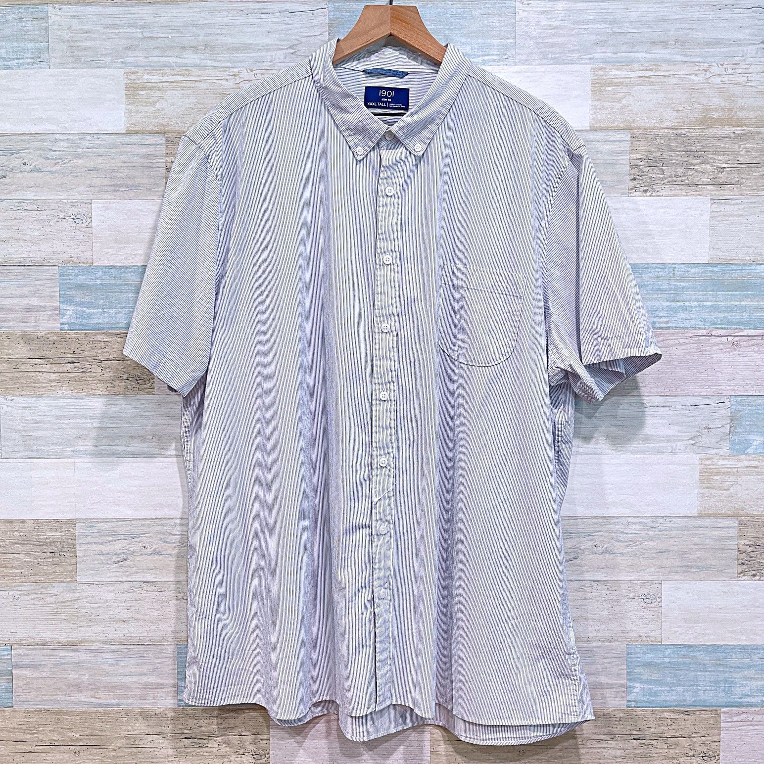 1901 1901 Slim Fit Short Sleeve Seersucker Shirt White Mens XXXLT Size US XXL / EU 58 / 5 - 1 Thumbnail