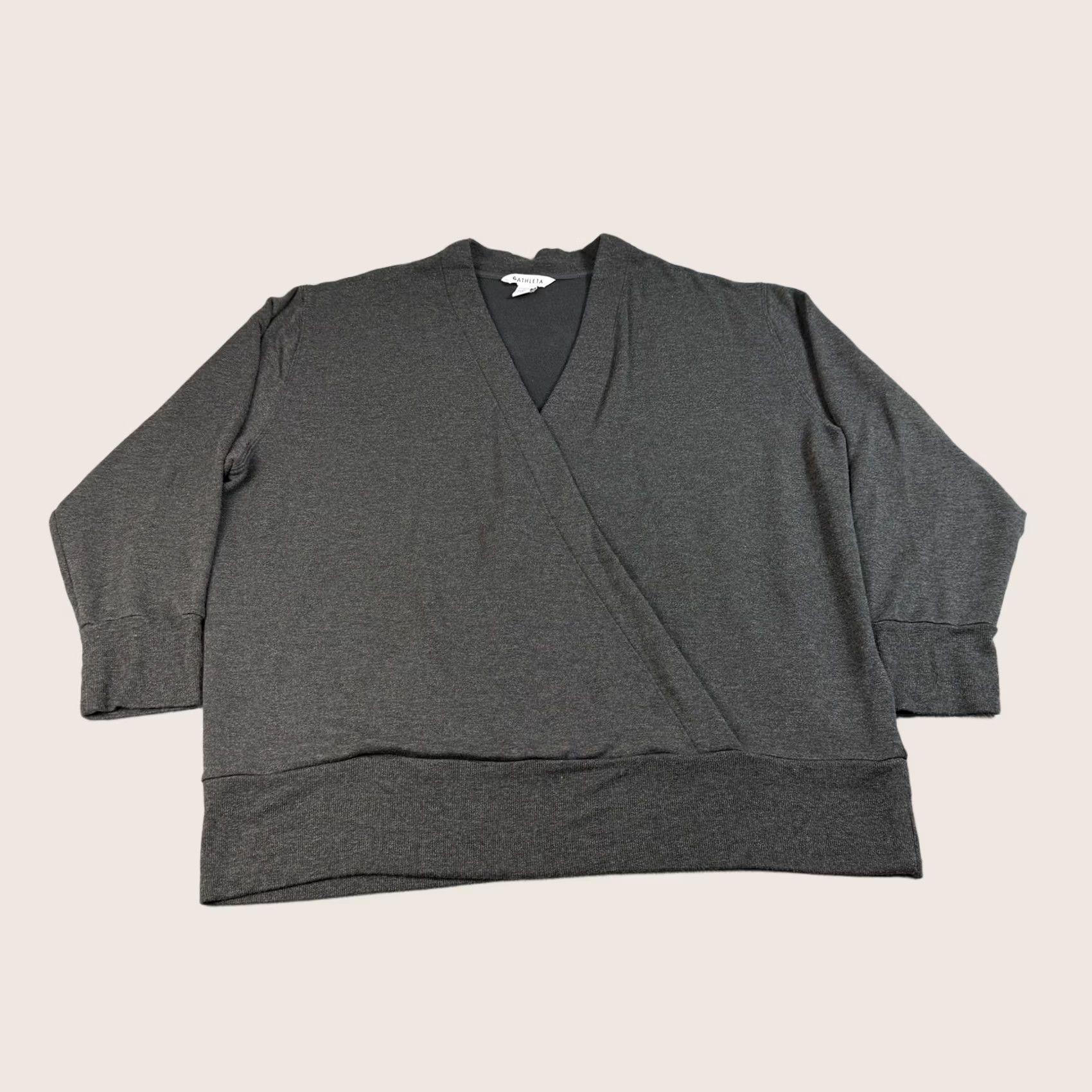 Athleta Athleta Sweatshirt Women XL Gray V-Neck Pullover Jersey Athleisure Yoga Gym Wrap Ladies Wear Size XL / US 12-14 / IT 48-50 - 1 Thumbnail
