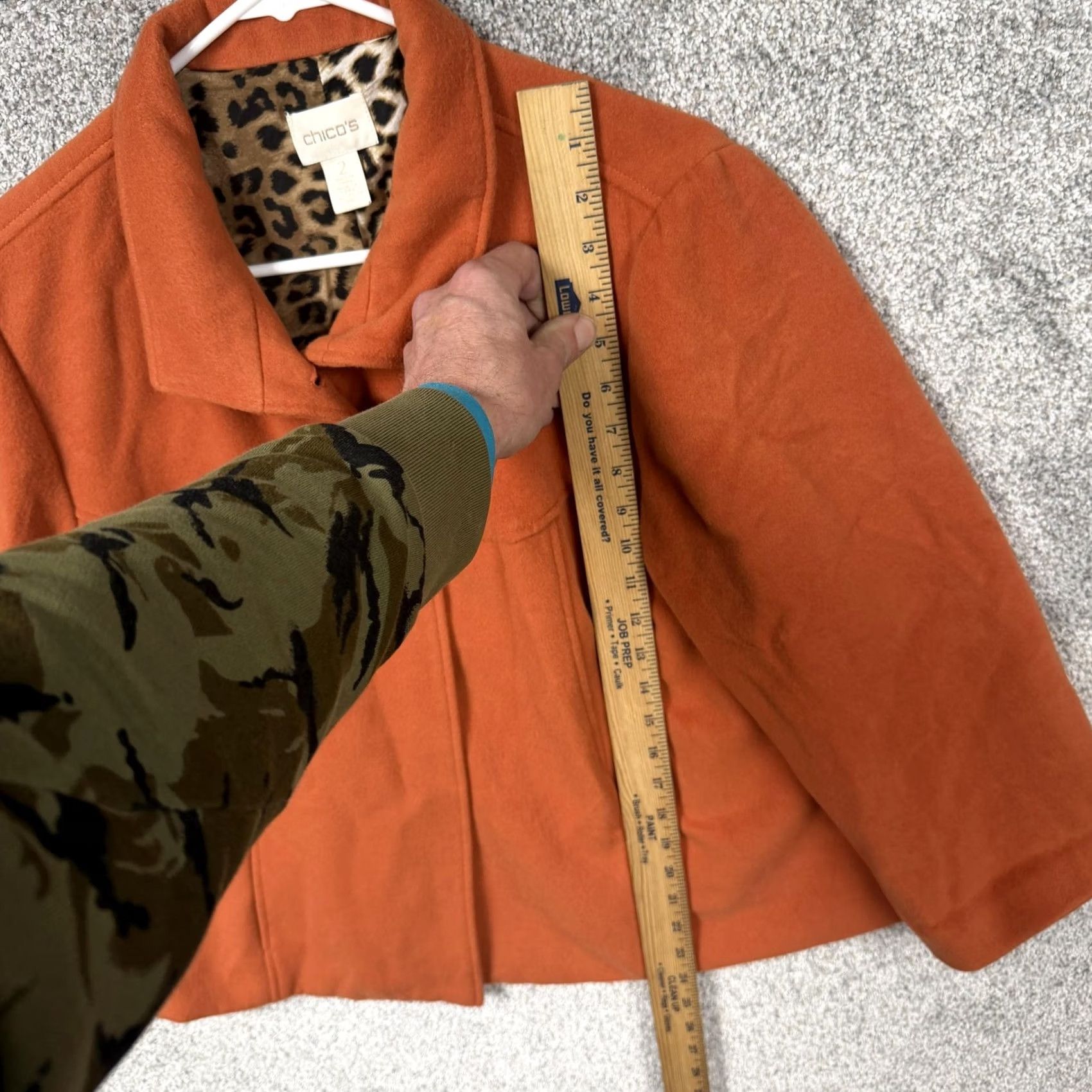 Vintage Chico's Jacket size 2 Orange Leopard Lined 3/4 Sleeve Single-Breasted Button Office Casual Womens Vintage No Size XS / US 0-2 / IT 36-38 - 2 Thumbnail