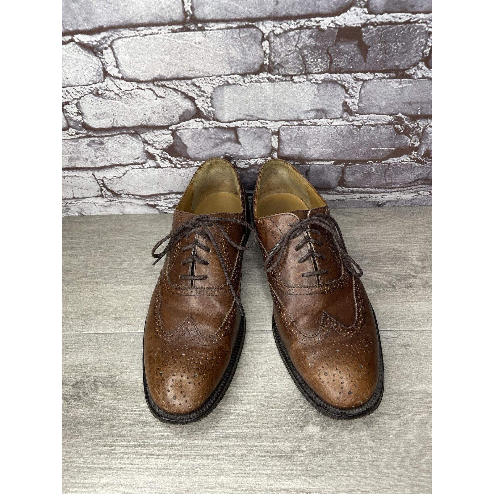 Lands' End Lands End Brown Leather WingTip Oxfords Lace Up Dress Shoes Size US 10.5 / EU 43-44 - 18 Thumbnail