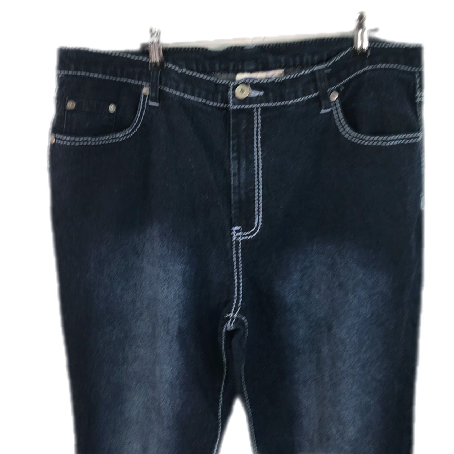 Denime Diane Gilman Wide Leg Jeans Womens Size 16 Blue High Rise Comfort Stretch 40X32 Size 38" / US 16 / IT 52 - 3 Thumbnail