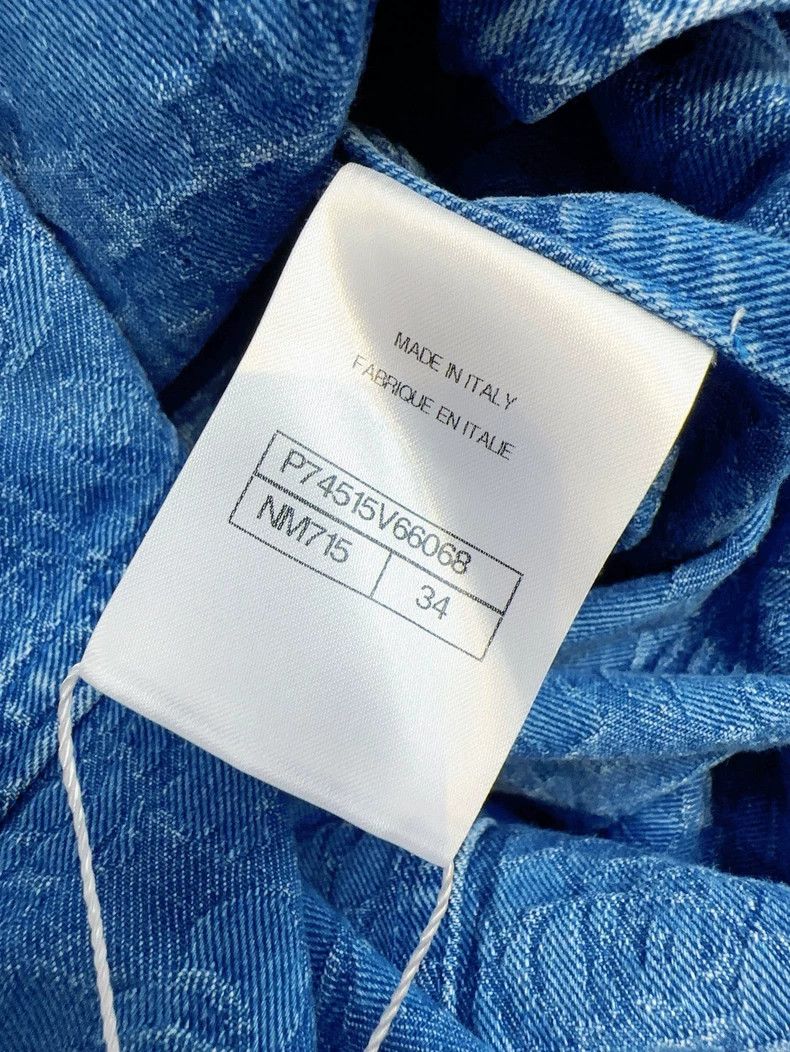 Chanel 23p blue full-print camellia denim jacket