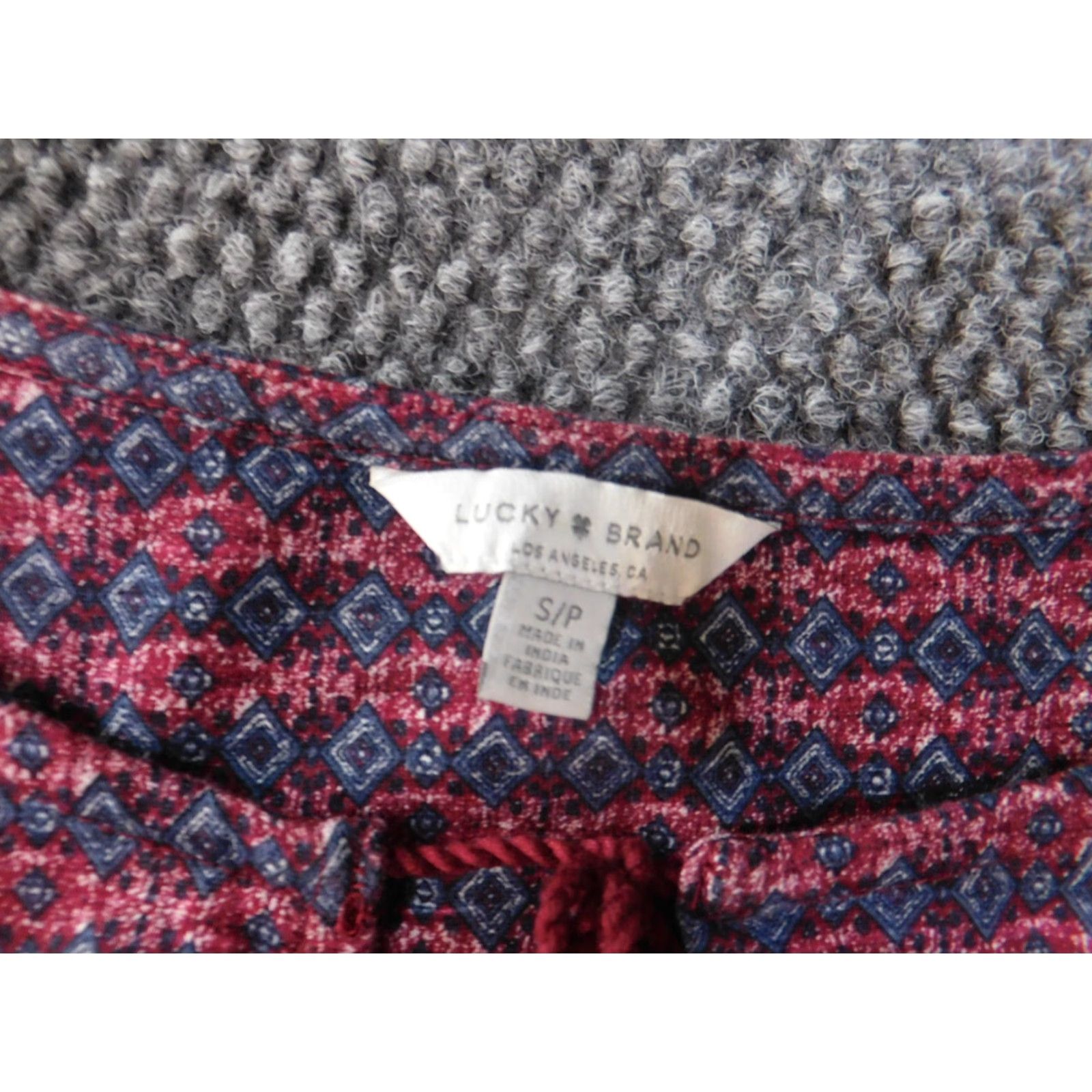 Lucky Brand Lucky Brand Blouse Shirt Women Sleeveless Striped Cotton Modal Crew Neck Small Red Blue Pattern Regular Size S/Shirt Women Size S / US 4 / IT 40 - 4 Thumbnail