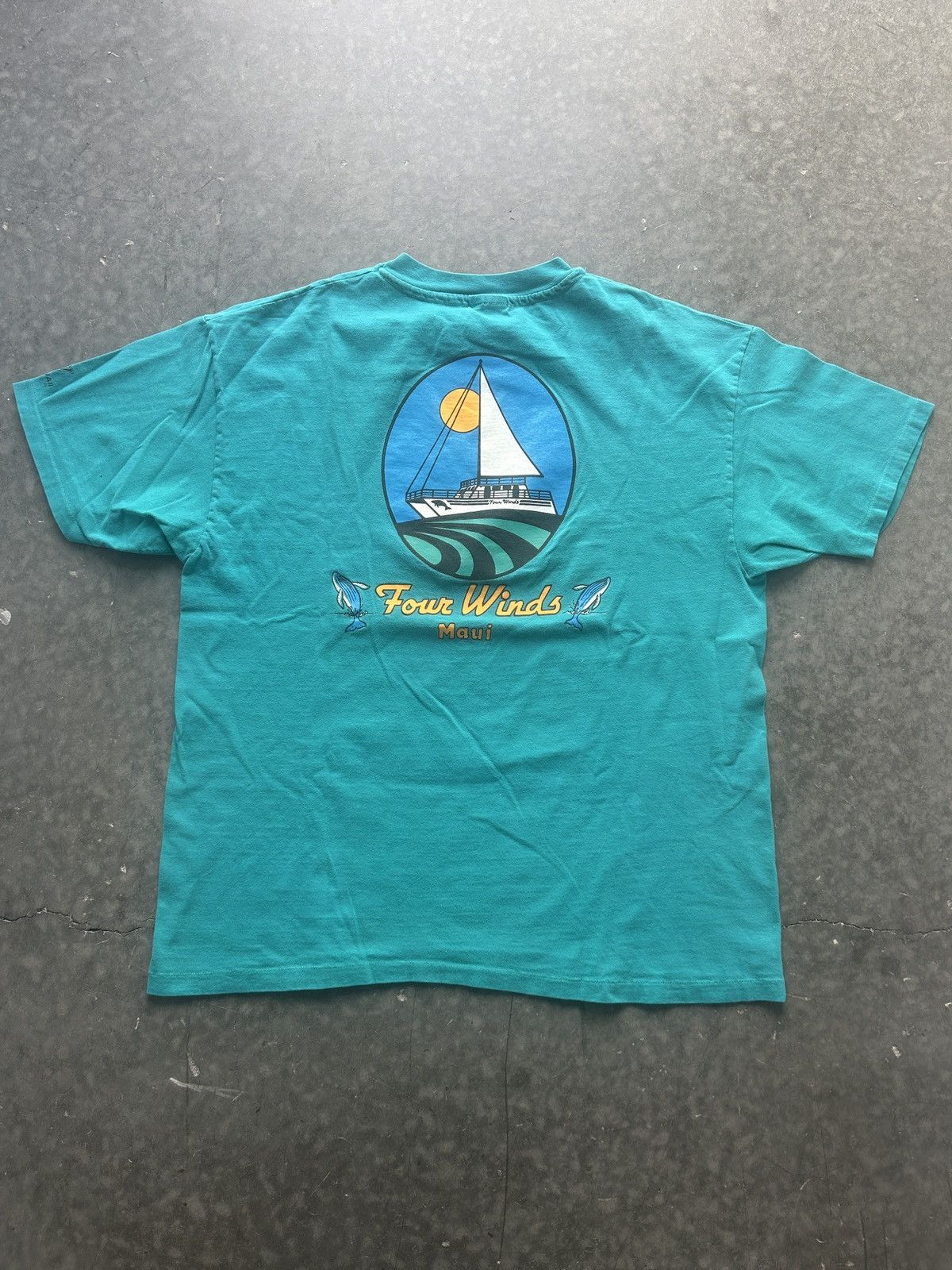 Vintage Vintage 90s Greenpeace Four Winds Maui Graphic Tee Size US XL / EU 56 / 4 - 1 Thumbnail