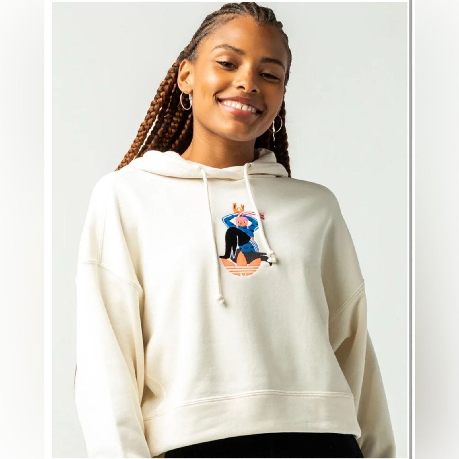 Adidas Adidas Adicolor Essentials x Egle Womens No-Dye Crop Hoodie Size XS / US 0-2 / IT 36-38 - 2 Thumbnail