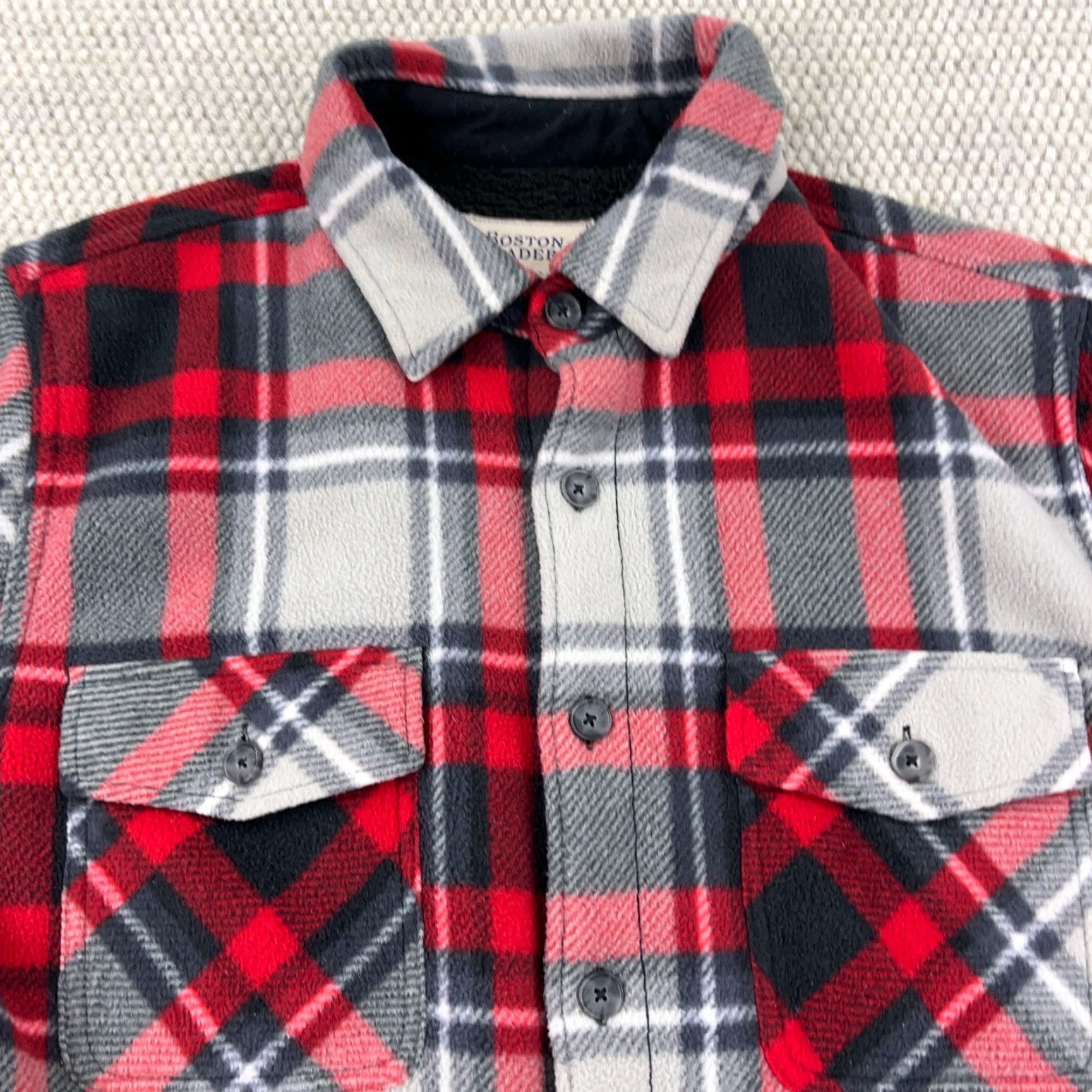 Vintage VINTAGE Boston Traders Shacket Men Large Red Plaid Fleece Shirt Jacket Sherpa Lined Size US L / EU 52-54 / 3 - 2 Thumbnail