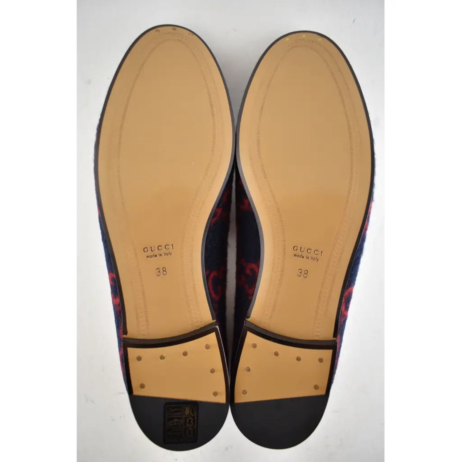 Gucci Gucci New Jordaan Wool Blue Red GG Logo Horsebit Size US 8 / IT 38 - 12 Thumbnail