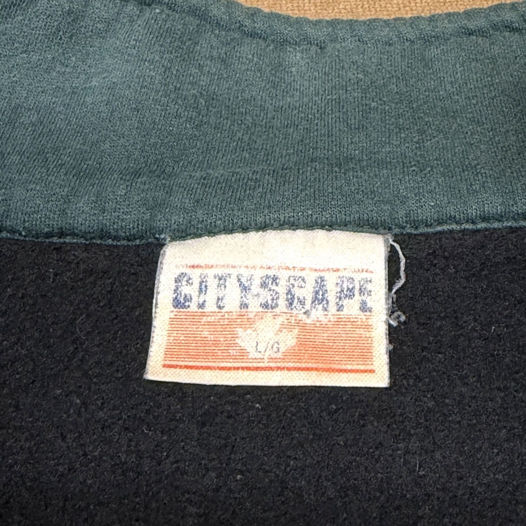 Vintage Cityscape Vancouver Sweatshirt Mens L Green 1/4 Zip Pullover with Graphic Print Canada Vancouver Theme Size US L / EU 52-54 / 3 - 6 Thumbnail