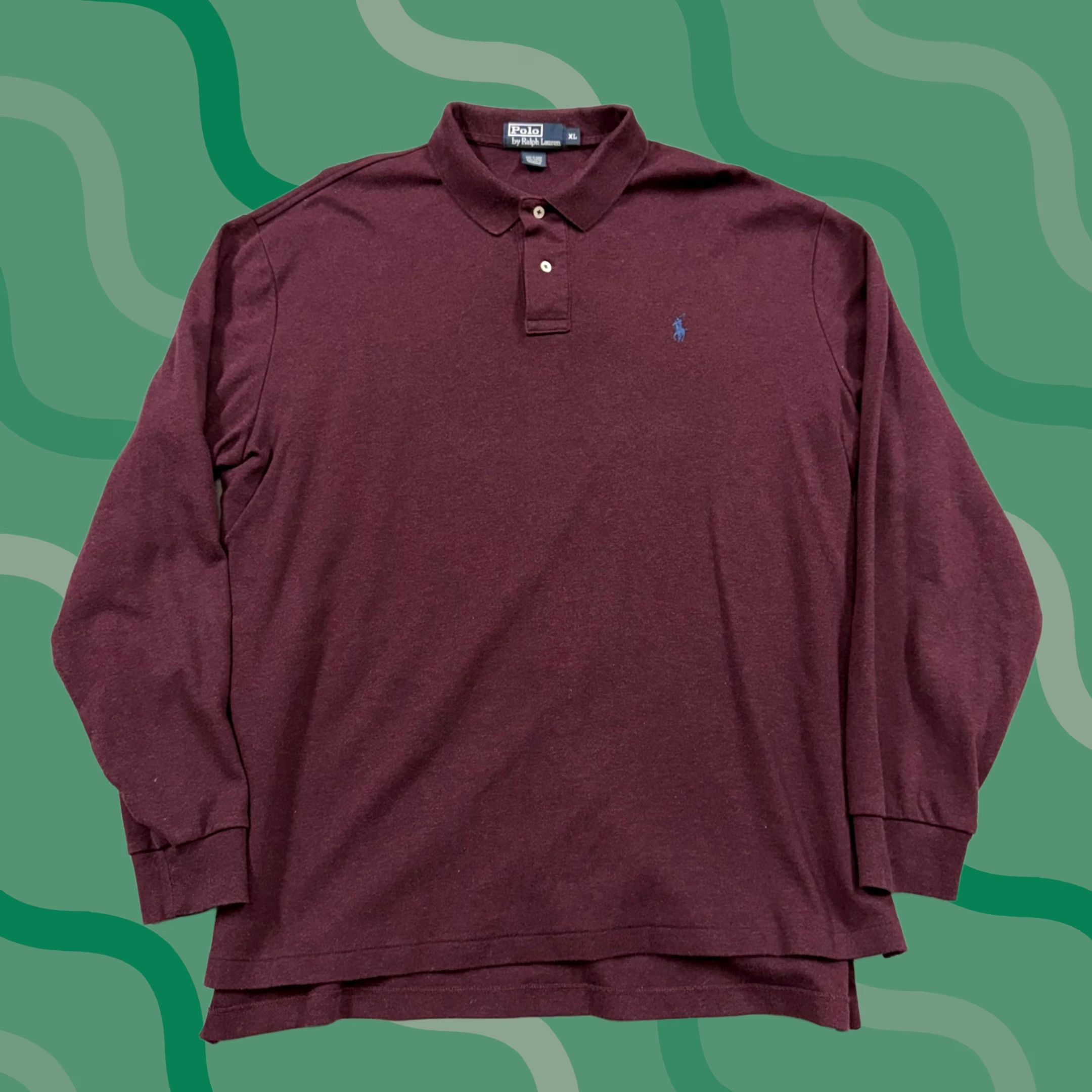 Polo Ralph Lauren Polo Shirt Mens XL Red Solid Knit Cotton Polo by Ralph Lauren Long Sleeve Size US XL / EU 56 / 4 - 1 Thumbnail