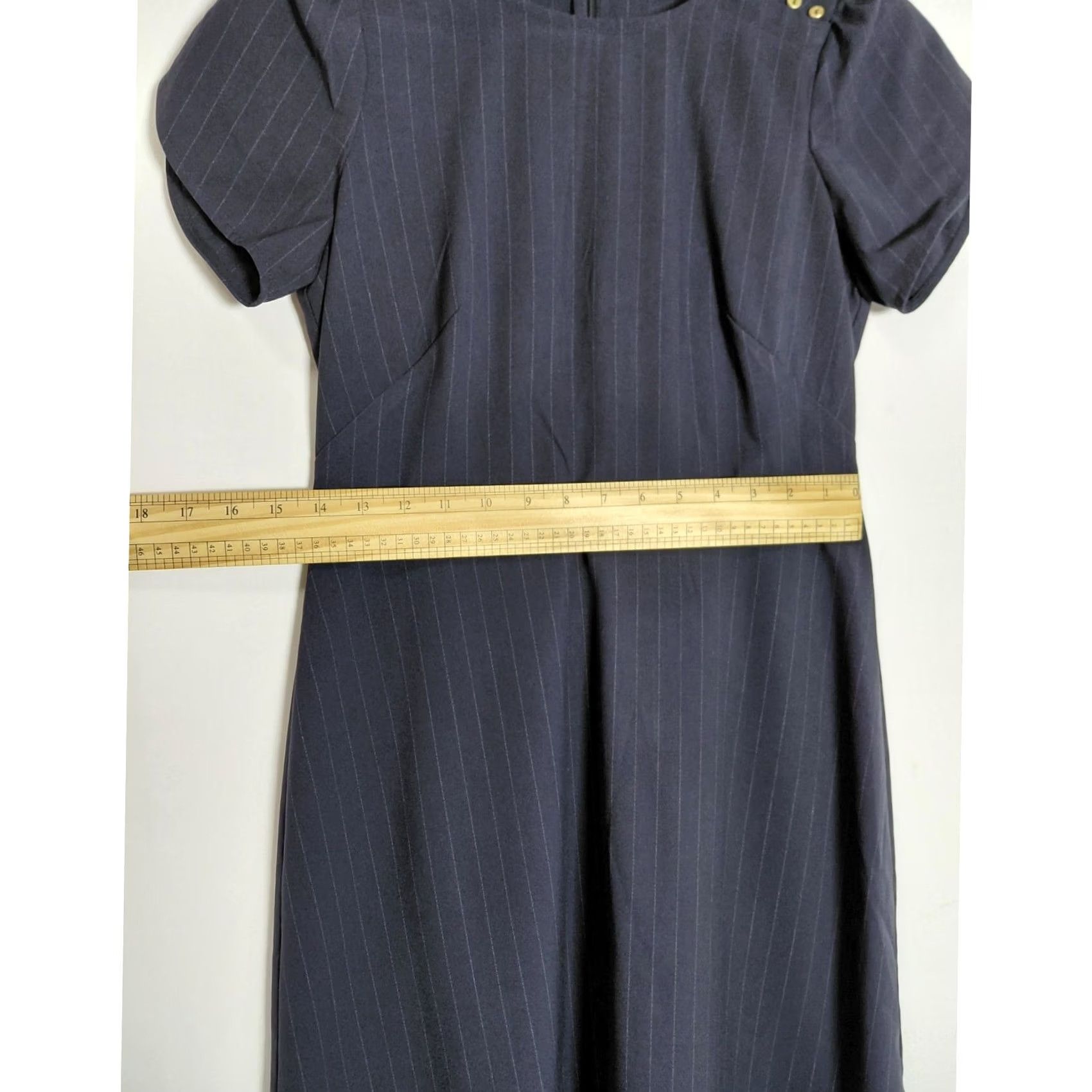 Vintage LOFT PETITES Dress Womens 2P Navy Petite Striped Knit Short Sleeve Women Size Size 26" / US 2 / IT 38 - 6 Thumbnail