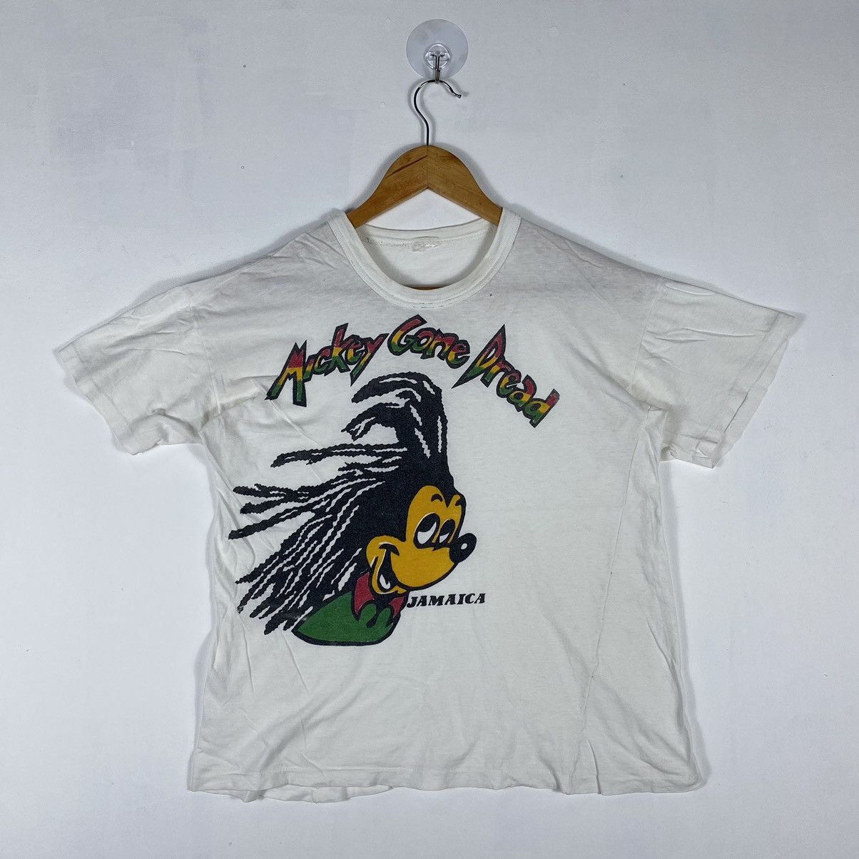 Mickey Mouse × Vintage VINTAGE 80's MICKEY GONE DREAD JAMAICA RASTA TEE Size US M / EU 48-50 / 2 - 2 Thumbnail