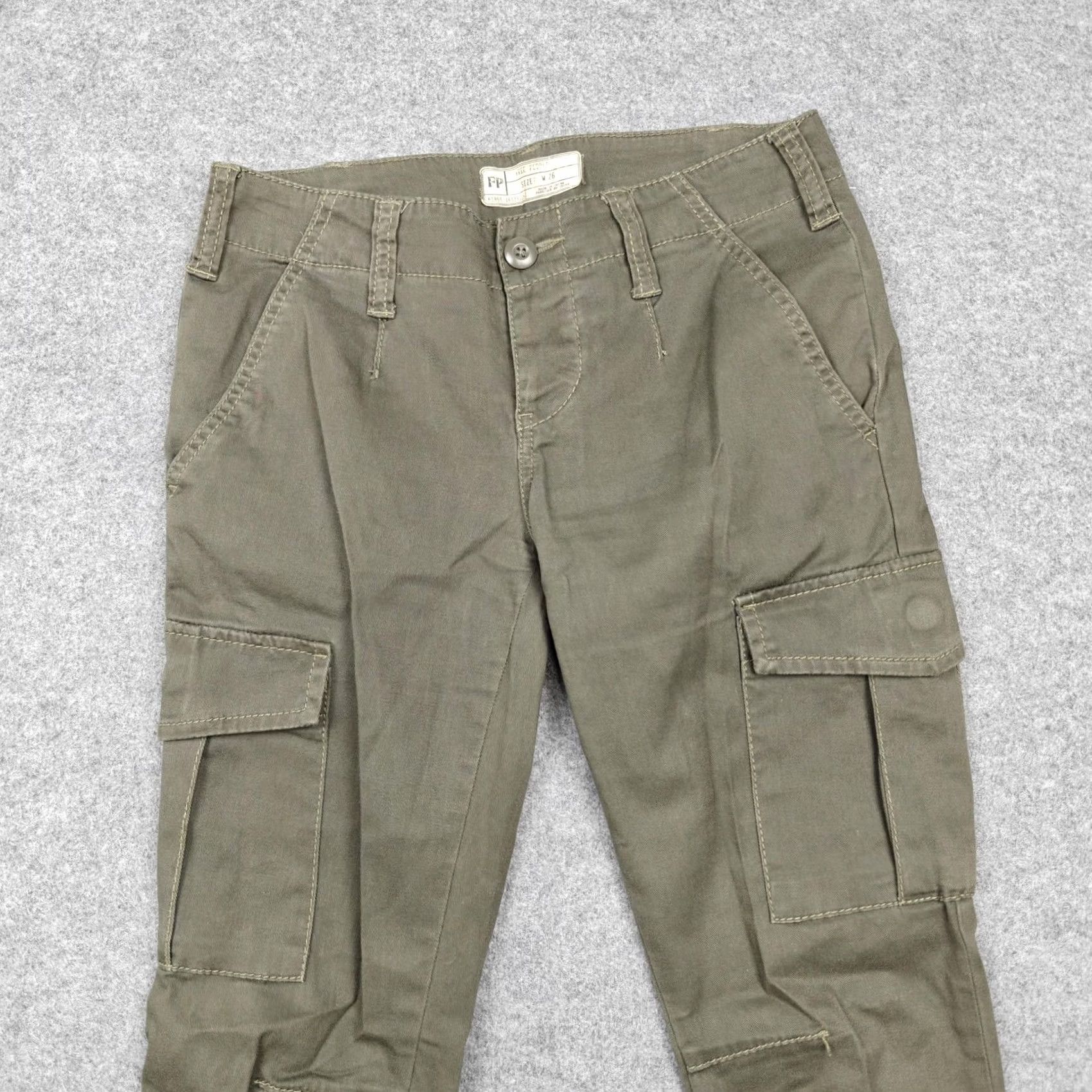 Free People Free People Pants Womens 26 Green Twill Cargo Slim Ankle Zip Stretch Pockets Size 26" / US 2 / IT 38 - 3 Thumbnail