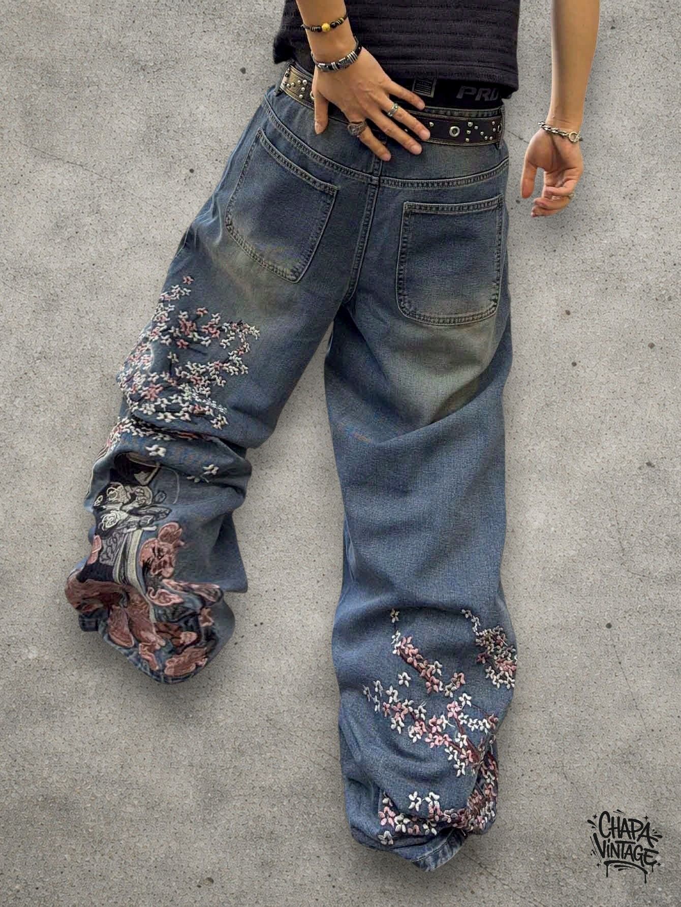 Japanese Brand Floral baggy jeans Size US 32 / EU 48 - 2 Thumbnail