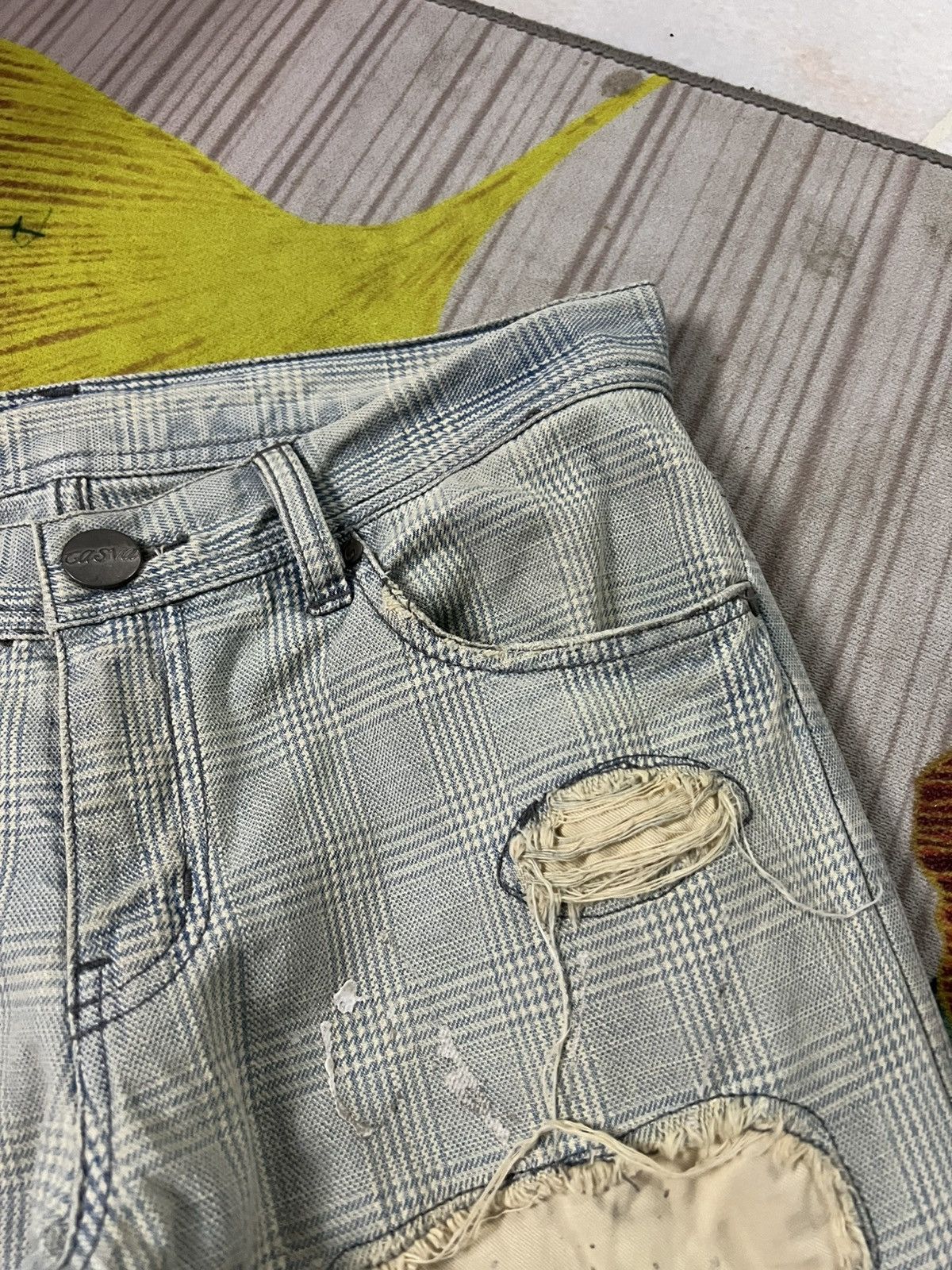 Japanese Brand 💥Flare💥Casva Painted Distressed Rare Jean Size US 31 - 9 Thumbnail