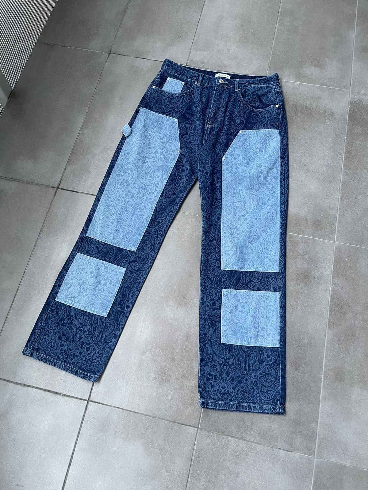 Les Benjamins !DS! SS23 Les Benjamins Horse Paisley Navy Denim Pants Size US 34 / EU 50 - 7 Thumbnail