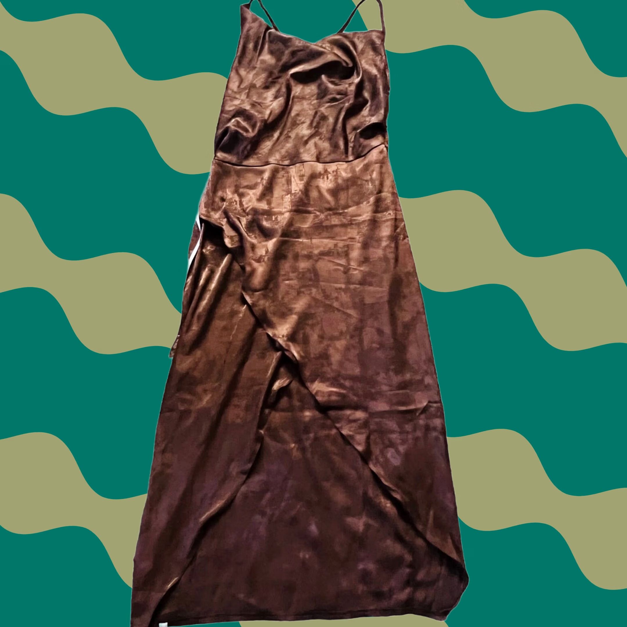 Missguided Missguided Y2K ASYM Cami Drape Satin Midi Wrap Dress US SZ 8 NWT Cocktail Dress Women Brown Satin NWT Size M / US 6-8 / IT 42-44 - 1 Thumbnail