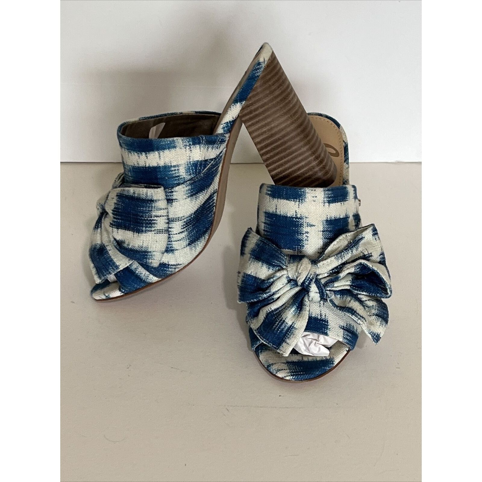 Sam Edelman Yumi Blue Bow High heel 3” peep toe sandals 6.5M slip-ons Size US 6.5 / IT 36.5 - 6 Thumbnail