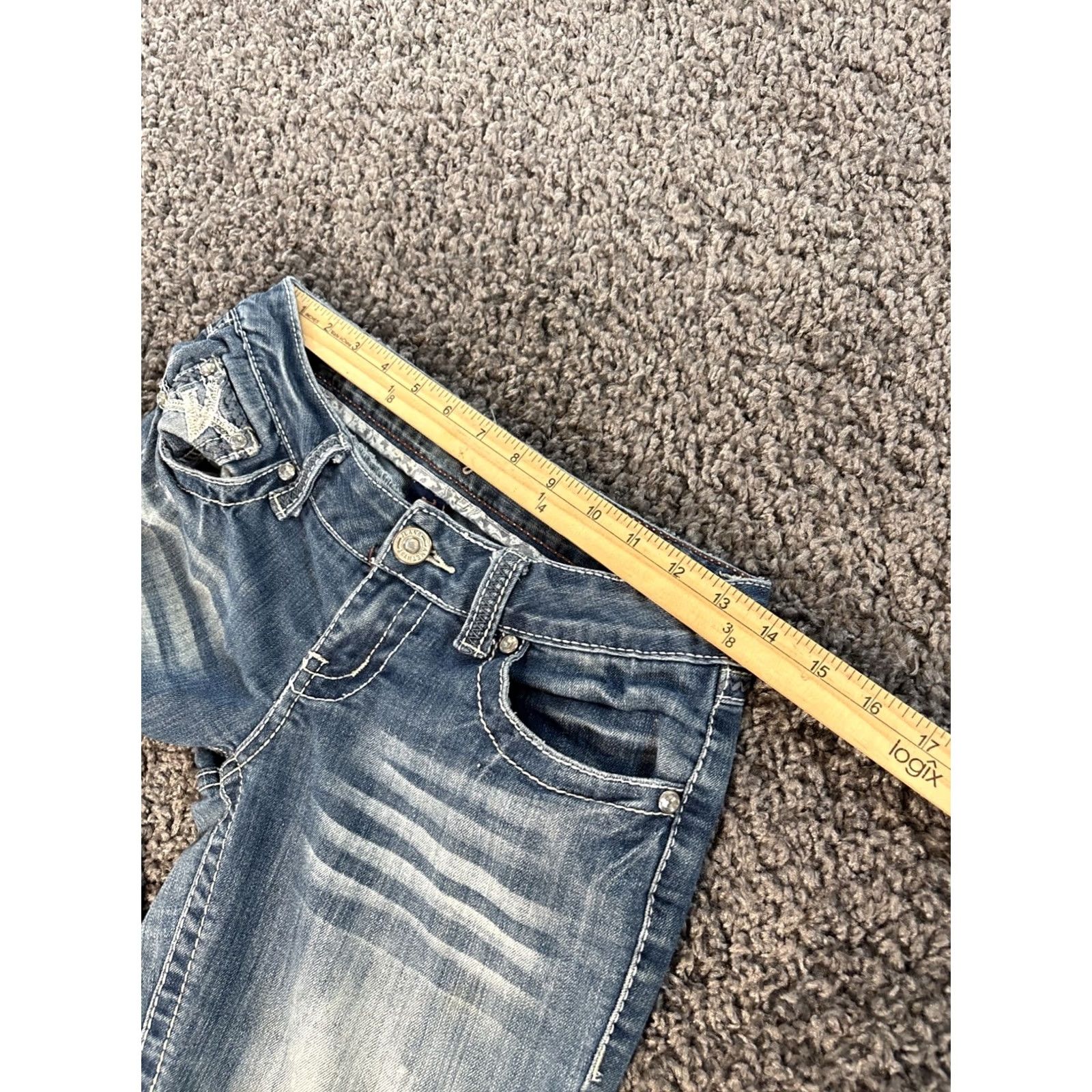Vintage VINTAGE Amethyst Jeans Womens 28x27 Skinny Distressed Rhinestone Purple Low Rise Y2K Size 28" / US 6 / IT 42 - 4 Thumbnail