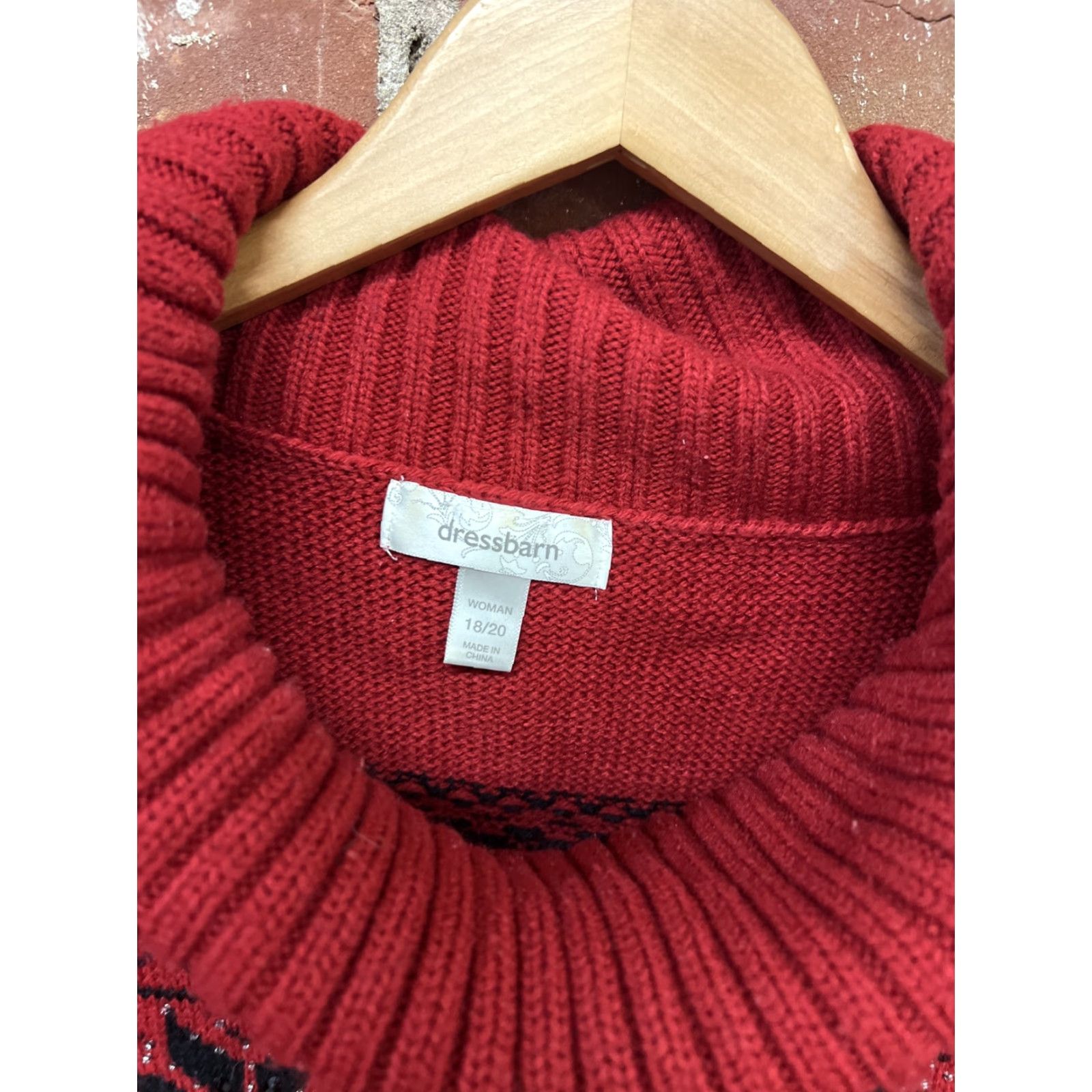 Vintage VINTAGE Dressbarn Womens Sweater Holiday Snowflake Turtleneck Knit Red 18/20 Plus dressbarn Size XXL / US 16-18 / IT 52-54 - 2 Thumbnail