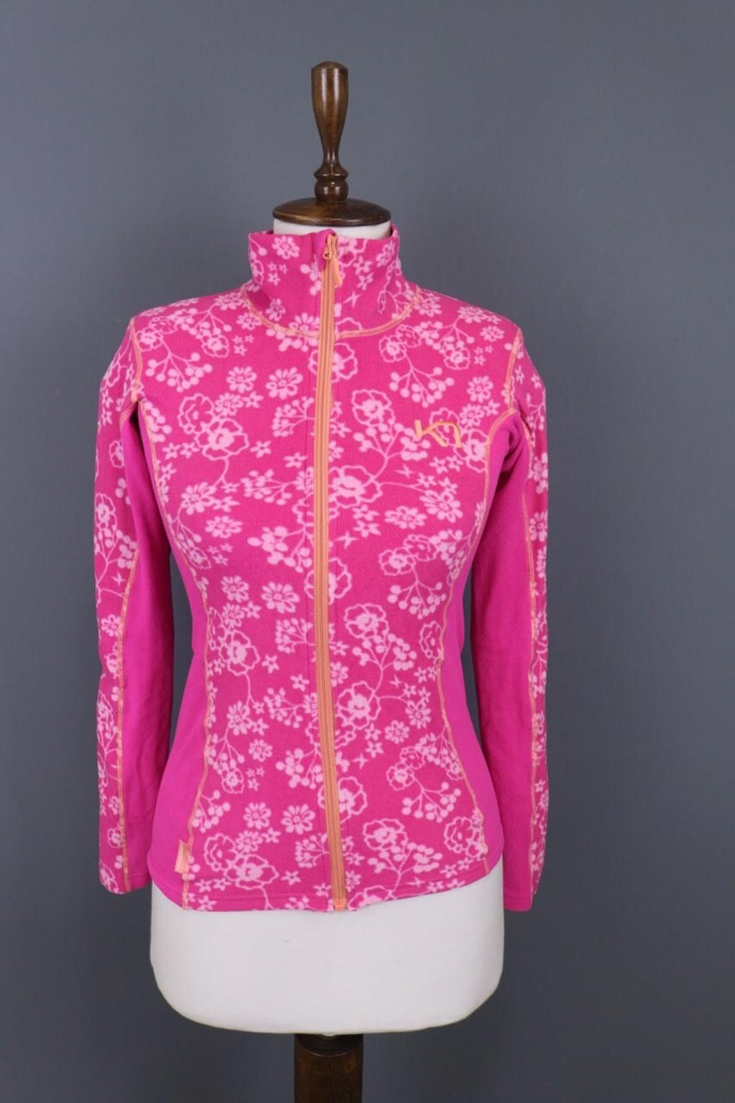 Designer Kari Traa Pink Floral Full Zip Fleece Jacket Size XS Size XS / US 0-2 / IT 36-38 - 1 Thumbnail