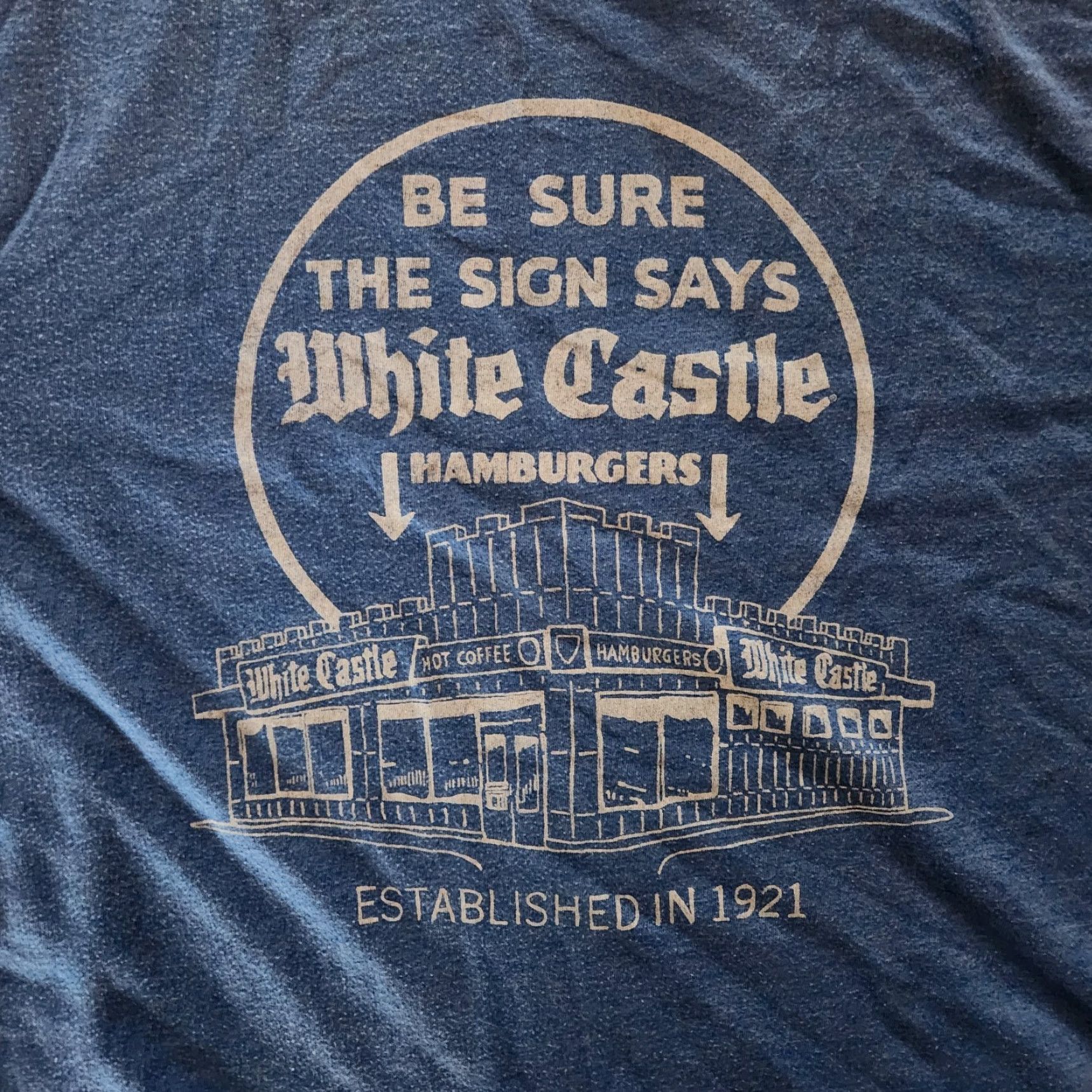 Vintage VINTAGE Homage White Castle Hamburgers T Shirt Tee Mens Large Blue USA 3/4 Sleeve Crew Neck Polyester Blend Rare Mens Size US L / EU 52-54 / 3 - 2 Thumbnail