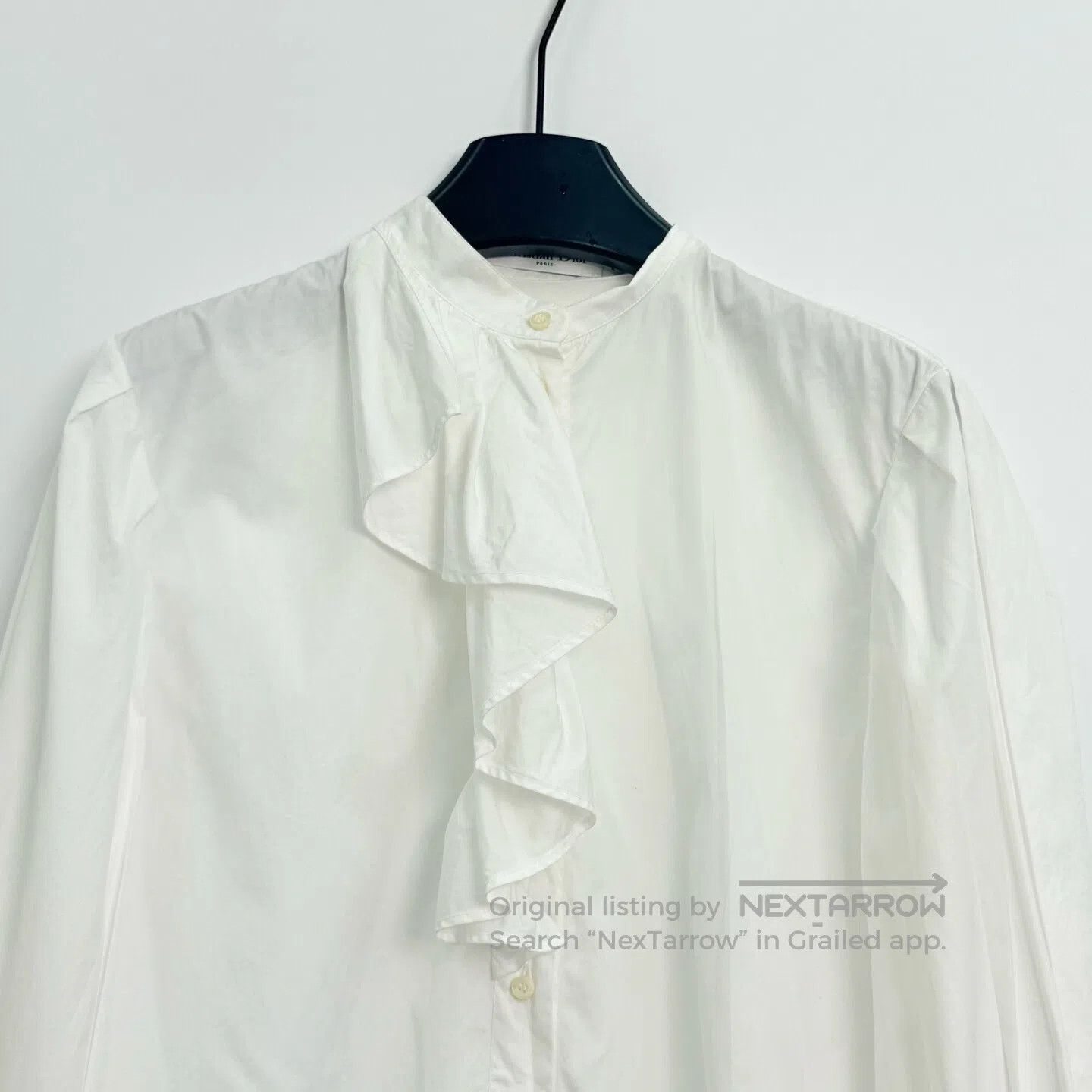 Dior Dior Solid Color Cotton Pleated Collar Shirt| Size XS / US 0-2 / IT 36-38 - 2 Thumbnail