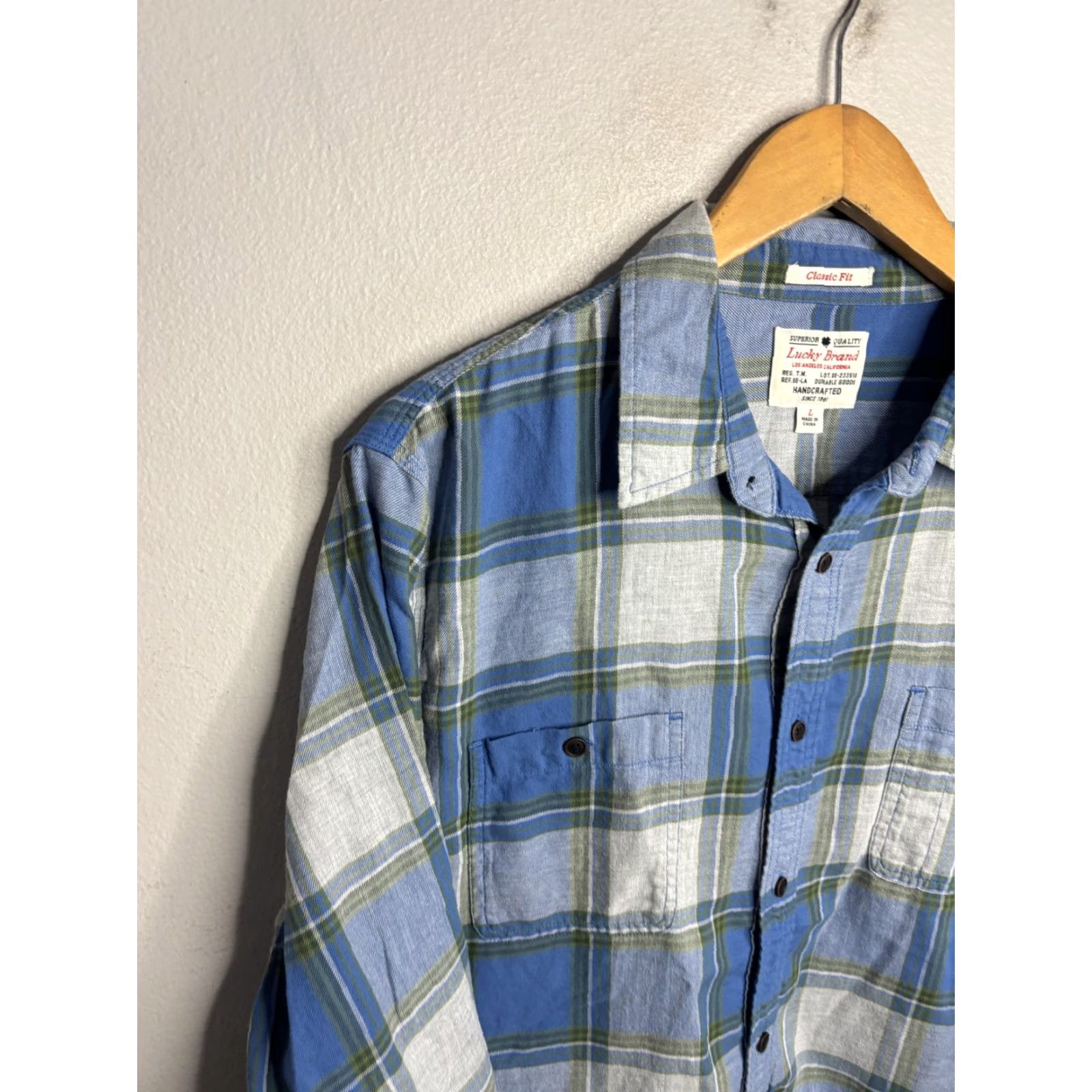 Lucky Brand Lucky Brand Shirt Mens Large Blue Green Plaid Classic Fit Button Front Casual Size US L / EU 52-54 / 3 - 2 Thumbnail