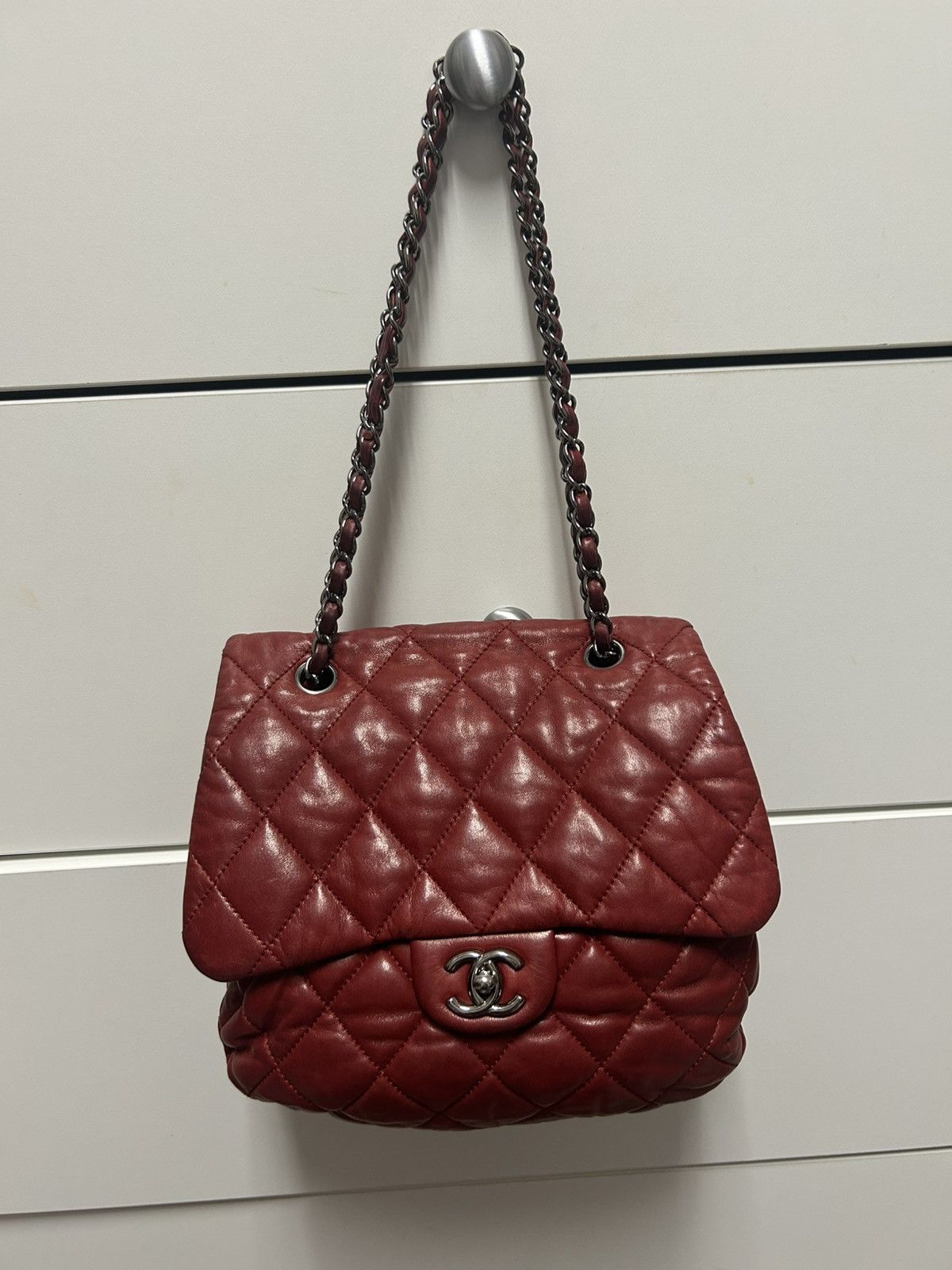 Chanel CHANEL ACCORDION FLAP BAG Burgundy In Quilted Leather Size ONE SIZE - 17 Thumbnail