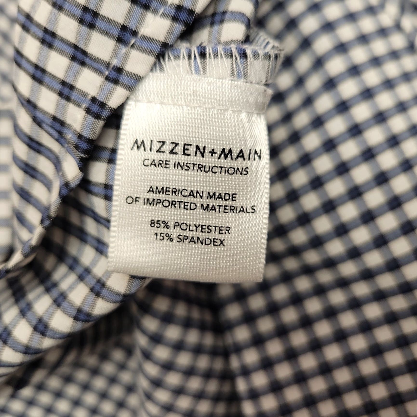 Mizzen+Main Mizzen+Main Shirt Mens XL Trim Fit Blue Check Leeward Long Sleeve Casual Travel Button-Up Plaid N/A Size US XL / EU 56 / 4 - 3 Thumbnail