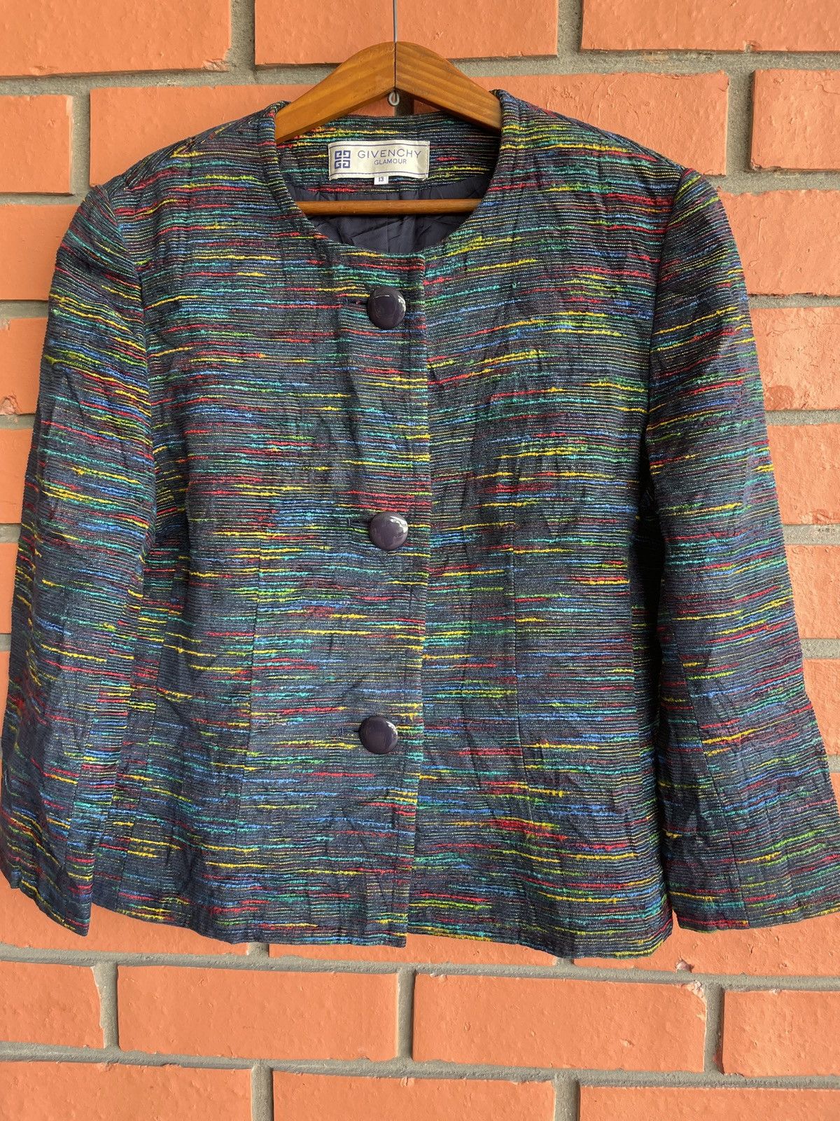 Designer × Givenchy 90’s Givenchy Glamour Rainbow Tweed Cropped Jacket Colorful Size M / US 6-8 / IT 42-44 - 2 Thumbnail
