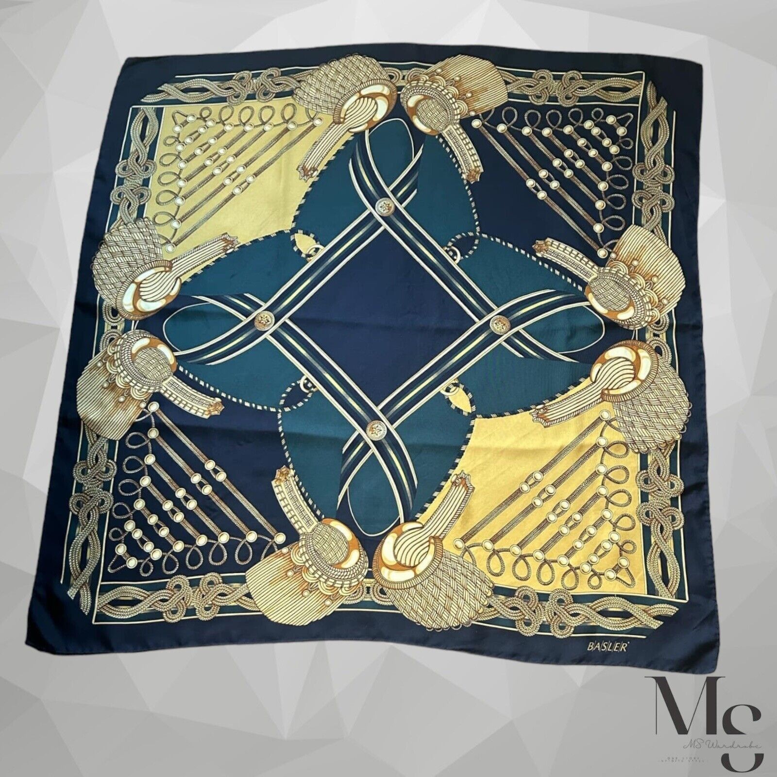 Other BASLER Tricolor Royal Uniform Print Scarf Silk SQR 34.5" EC Size ONE SIZE - 1 Thumbnail