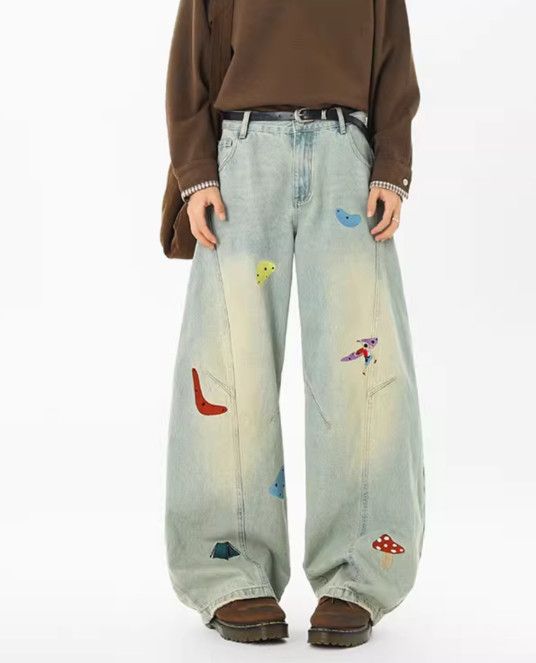 Japanese Brand Men's High-Street Style Fun Patchwork & Embroidered Jeans Size US 32 / EU 48 - 2 Thumbnail
