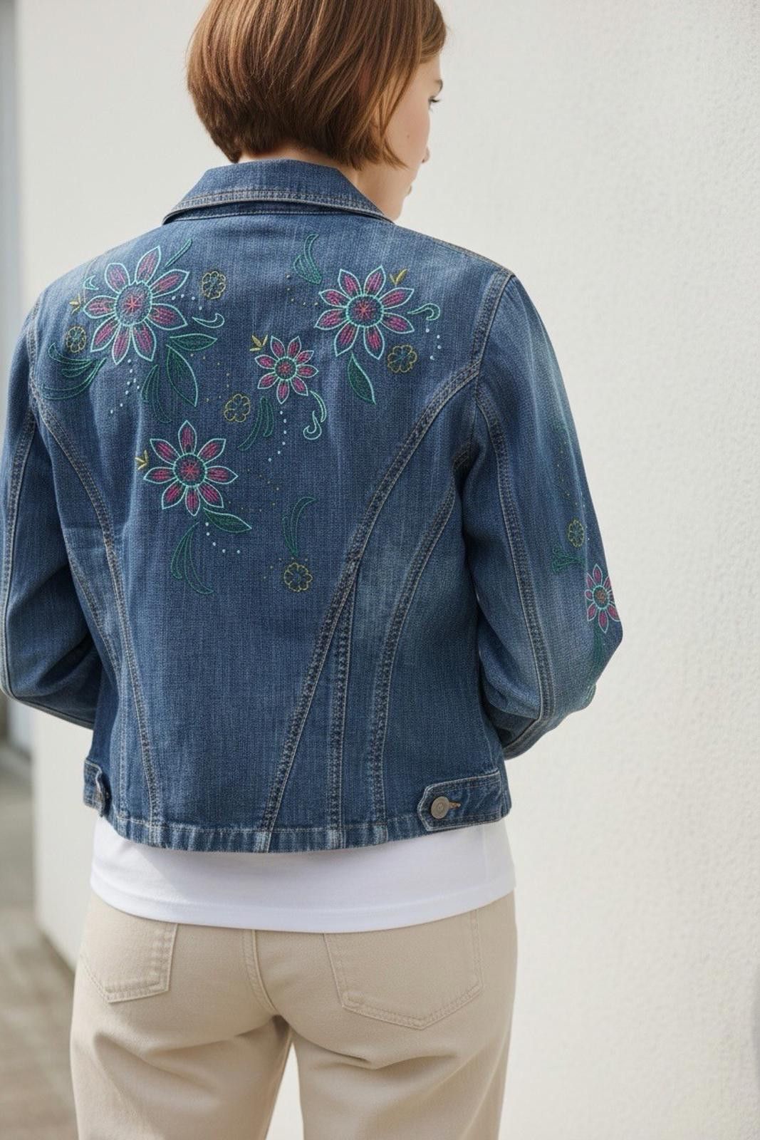 Other Bandolino Denim Jacket Womens 8 Embroidered Fitted Blue Size M / US 6-8 / IT 42-44 - 1 Thumbnail