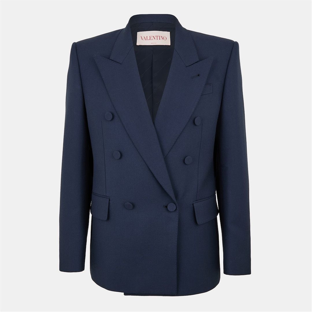 Valentino o1g2r1mq0526 Wool Long Sleeve Blazer in Blue Size US M / EU 48-50 / 2 - 1 Thumbnail