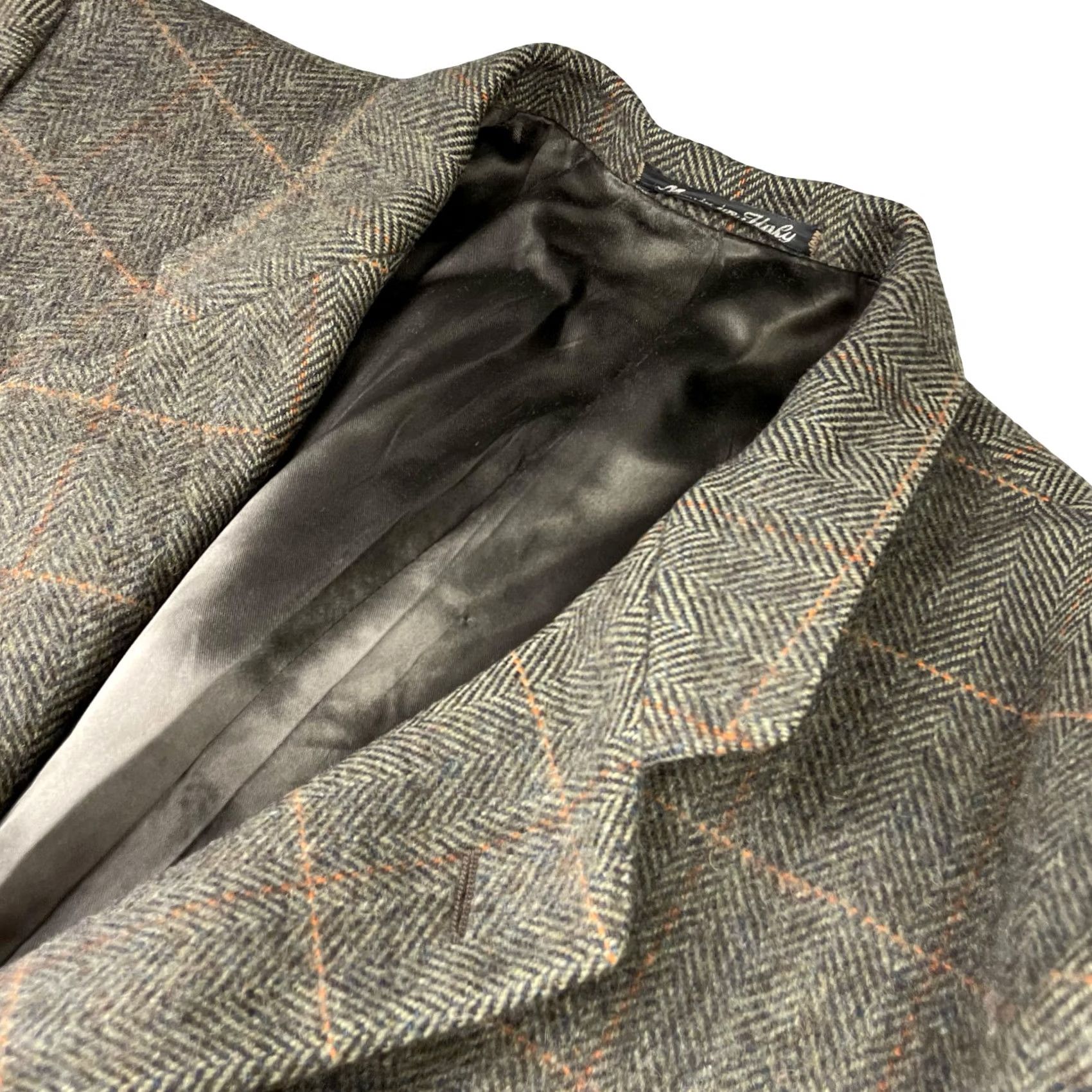 Vintage VINTAGE Bespoke Coat Overcoat Trench Wool Tweed Green/Tan Plaid Italy 43L Men's Size US XS / EU 42 / 0 - 2 Thumbnail