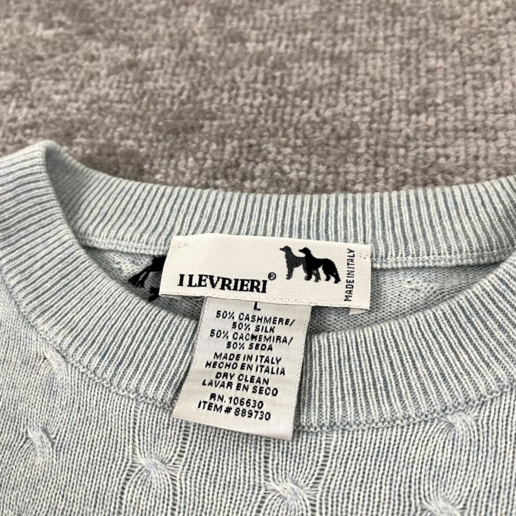 Vintage I LEVRIERI Sweater Mens Large Blue Cashmere Silk Blend Crew Jumper Made in Italy Size US L / EU 52-54 / 3 - 2 Thumbnail