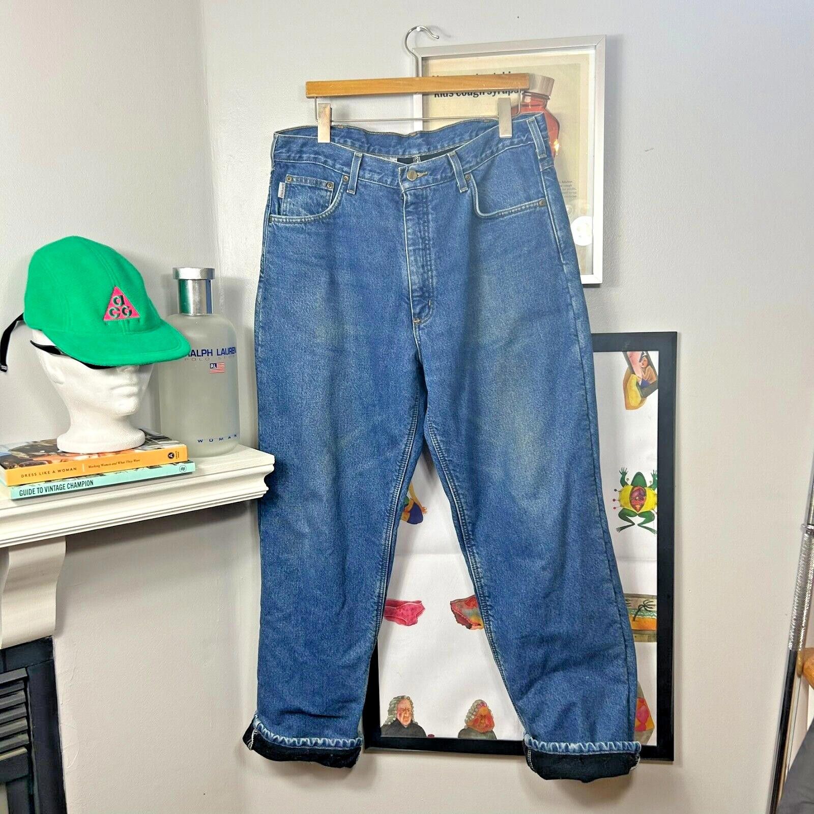 Carhartt Vintage 1990s Carhartt Fleece Lined Blue Jeans Size 36x32 Size US 36 / EU 52 - 2 Thumbnail