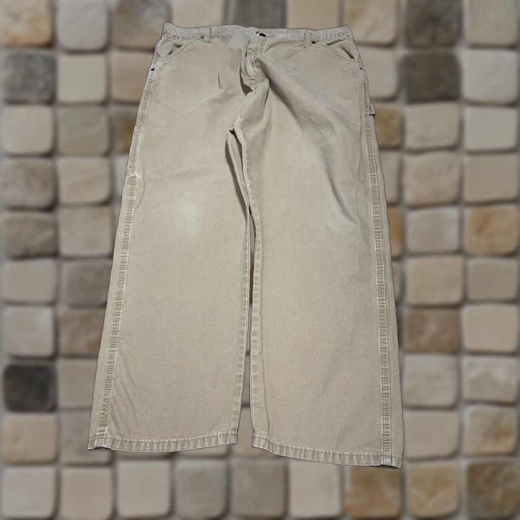 Wrangler Wrangler Carpenter Pants Mens 40 x 30 Tan Cotton Pockets Hammer Loop Belt Loop Regular Inseam 30 Vintage No Size US 40 / EU 56 - 1 Thumbnail